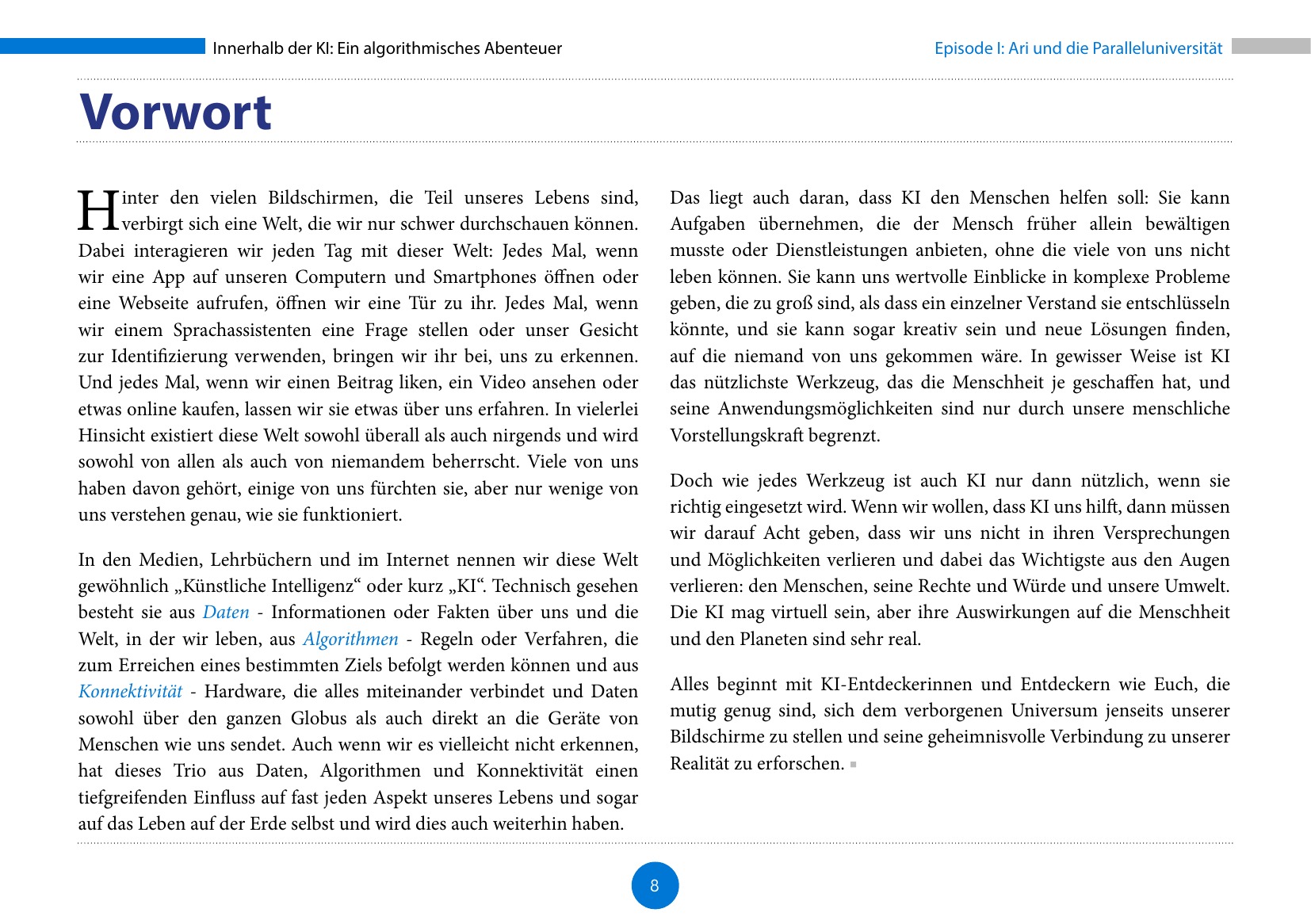 Innerhalb der KI: Ein algorithmisches Abenteuer (UNESCO / Deutsche UNESCO-Kommission / IRCAI 2023), Seite 8. CC BY-SA 3.0 IGO.