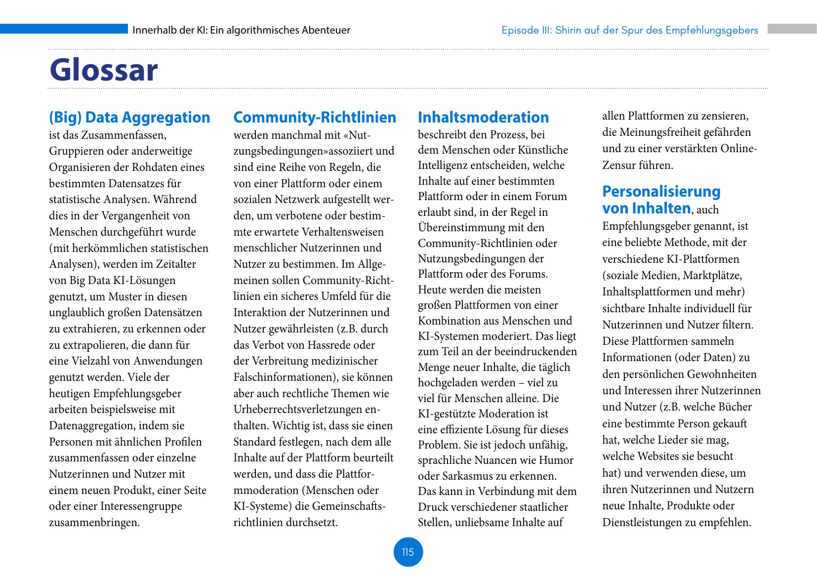 Innerhalb der KI: Ein algorithmisches Abenteuer (UNESCO / Deutsche UNESCO-Kommission / IRCAI 2023), Seite 115. CC BY-SA 3.0 IGO.