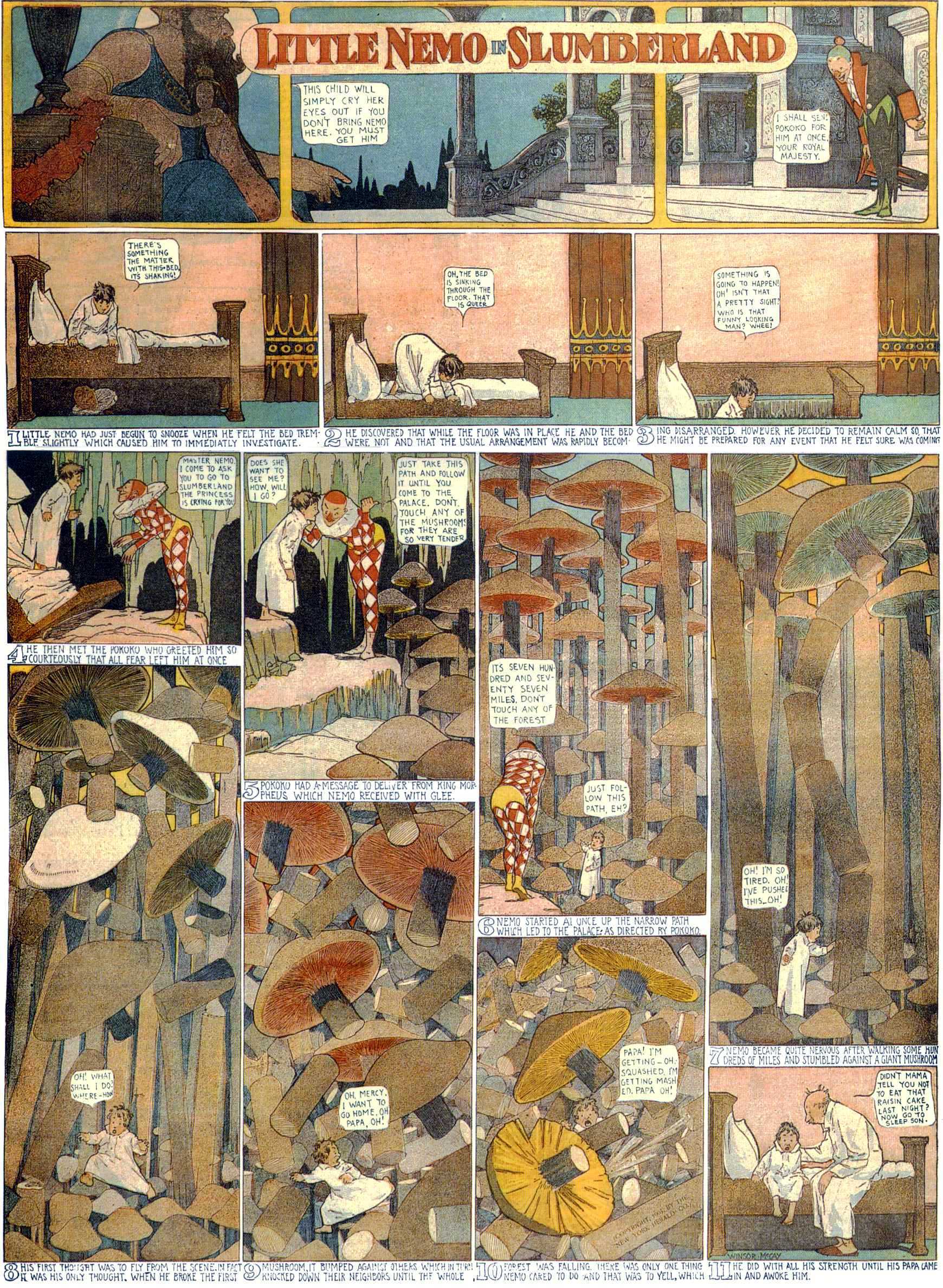 Little Nemo in Slumberland (1905–1914), page 2. Little Nemo in Slumberland by Winsor McCay. Public domain in the United States. https://archive.org/details/LittleNemo1905-14FromWinsorMccayAsCbz