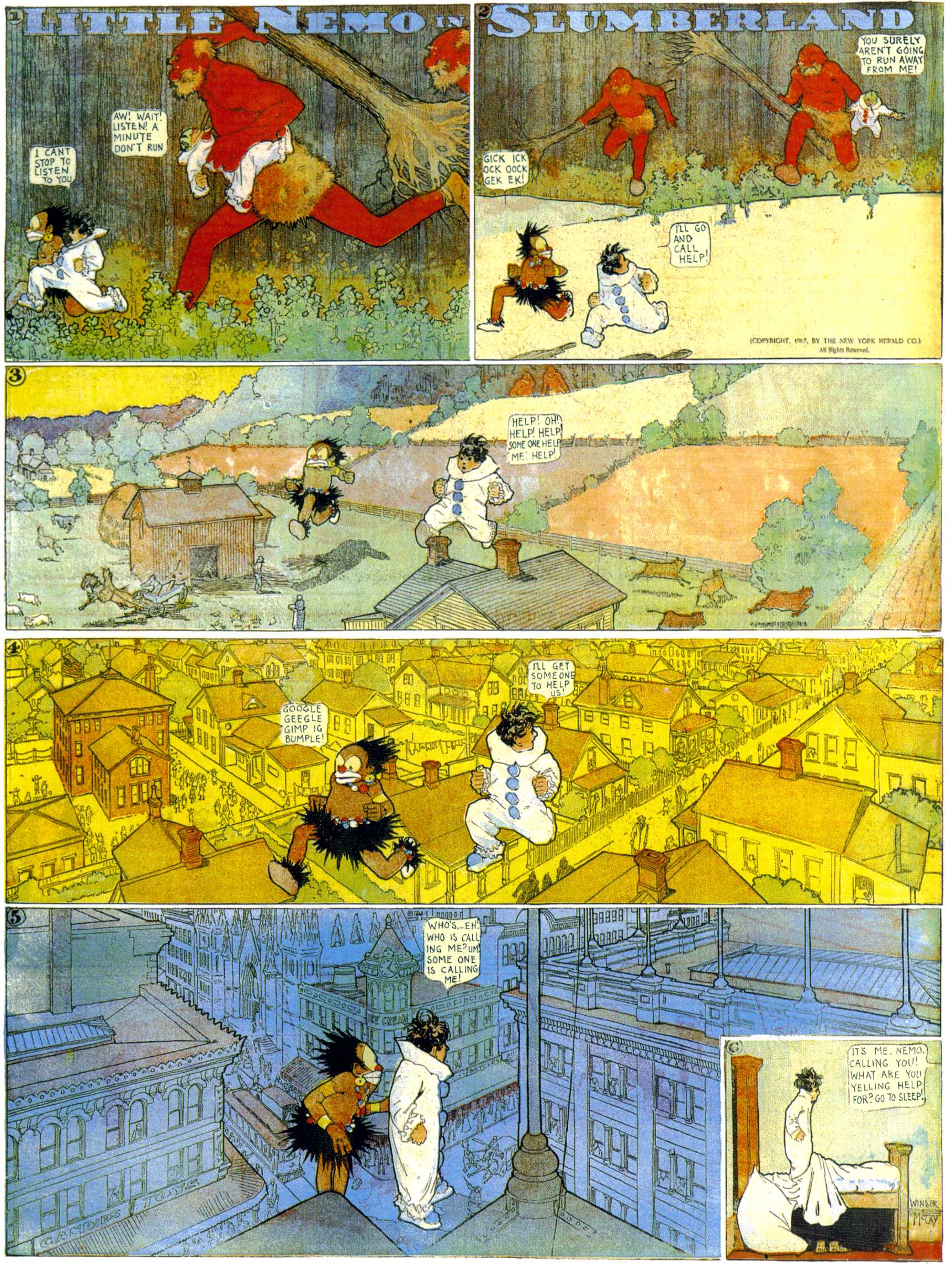 Little Nemo in Slumberland (1905–1914), page 102. Little Nemo in Slumberland by Winsor McCay. Public domain in the United States. https://archive.org/details/LittleNemo1905-14FromWinsorMccayAsCbz