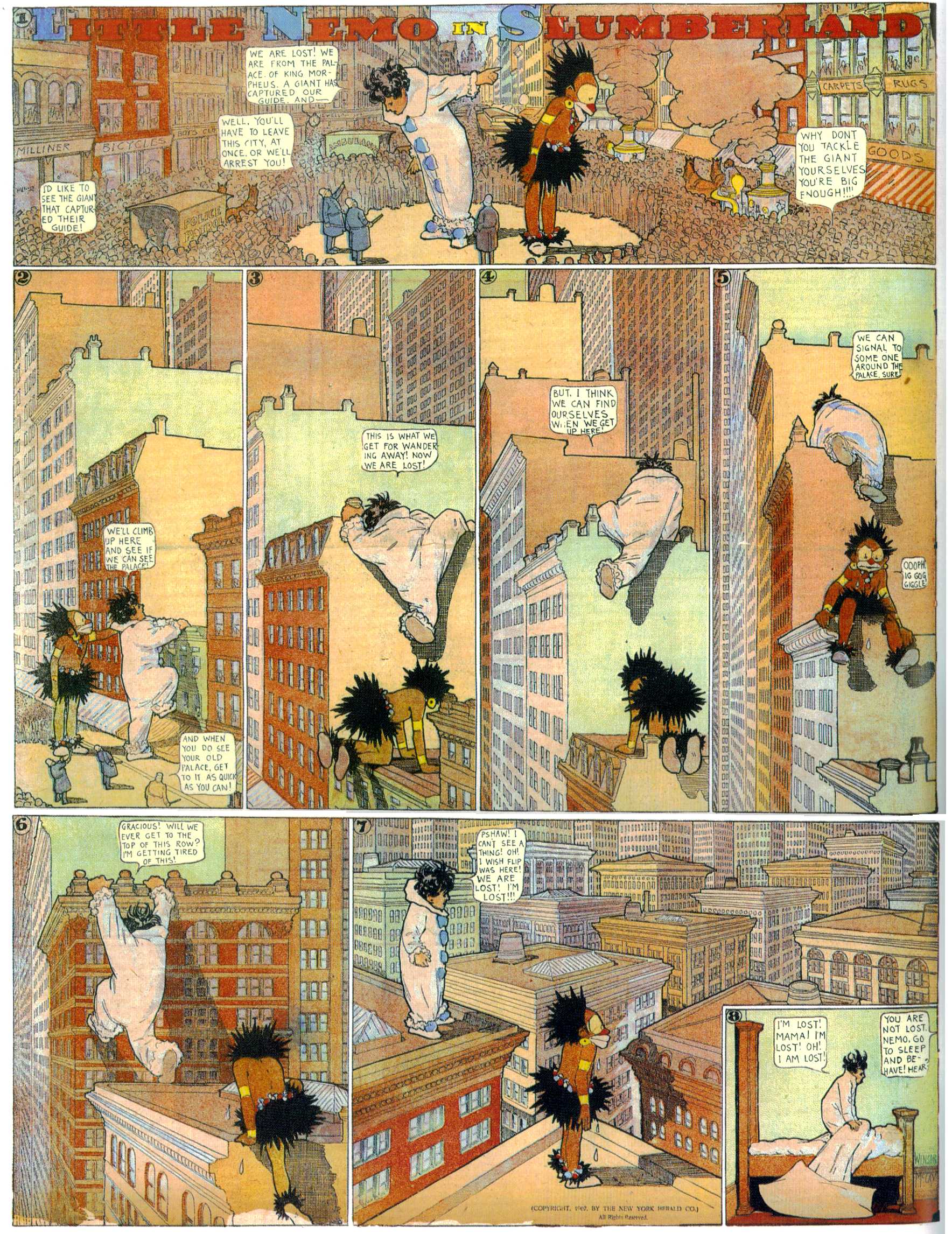 Little Nemo in Slumberland (1905–1914), page 103. Little Nemo in Slumberland by Winsor McCay. Public domain in the United States. https://archive.org/details/LittleNemo1905-14FromWinsorMccayAsCbz
