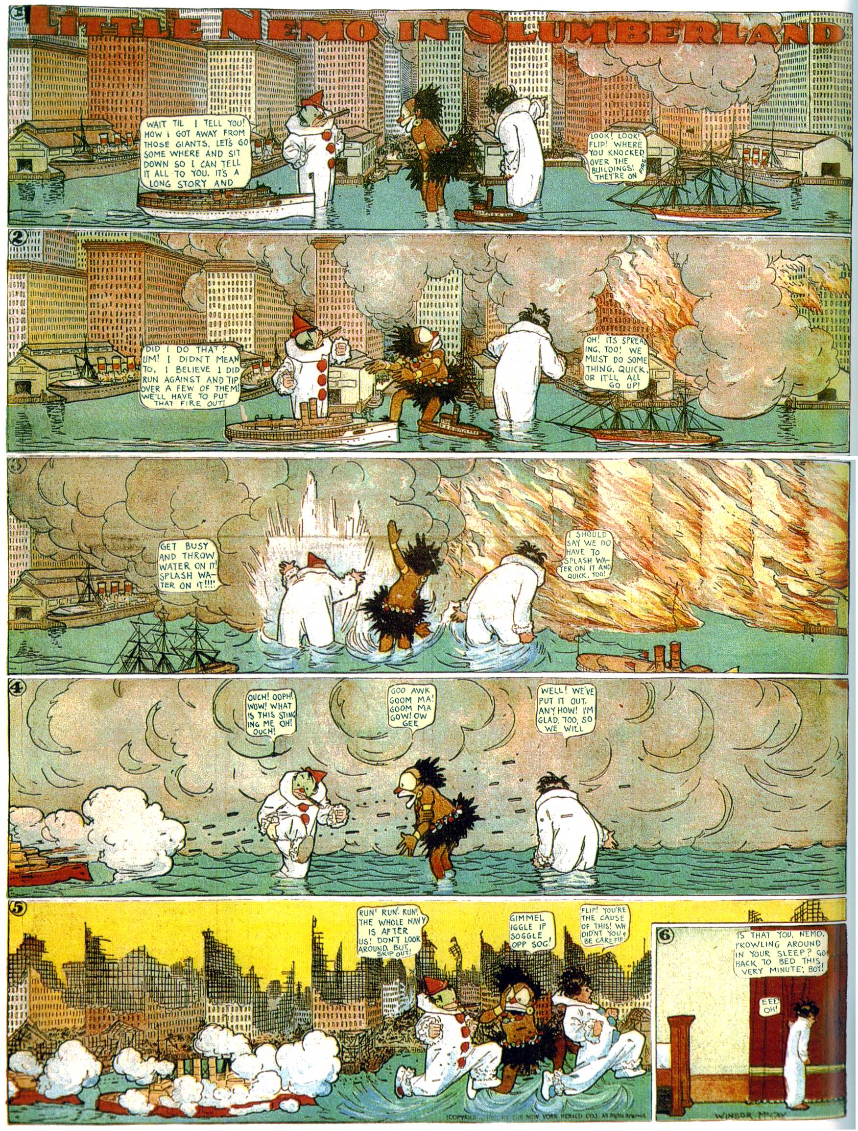 Little Nemo in Slumberland (1905–1914), page 105. Little Nemo in Slumberland by Winsor McCay. Public domain in the United States. https://archive.org/details/LittleNemo1905-14FromWinsorMccayAsCbz