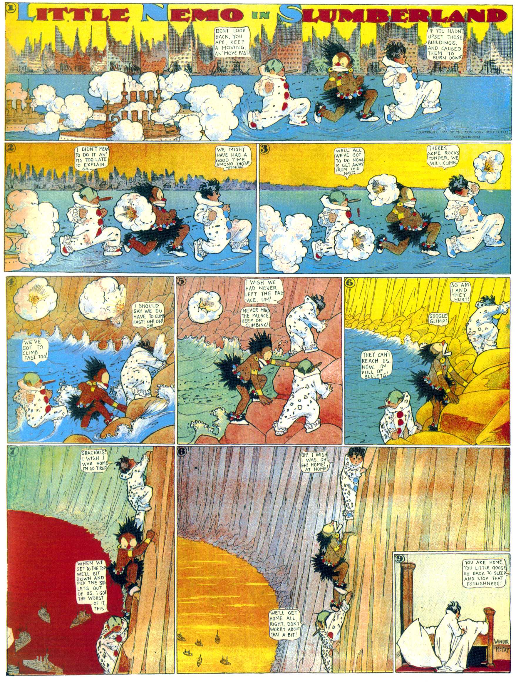 Little Nemo in Slumberland (1905–1914), page 106. Little Nemo in Slumberland by Winsor McCay. Public domain in the United States. https://archive.org/details/LittleNemo1905-14FromWinsorMccayAsCbz