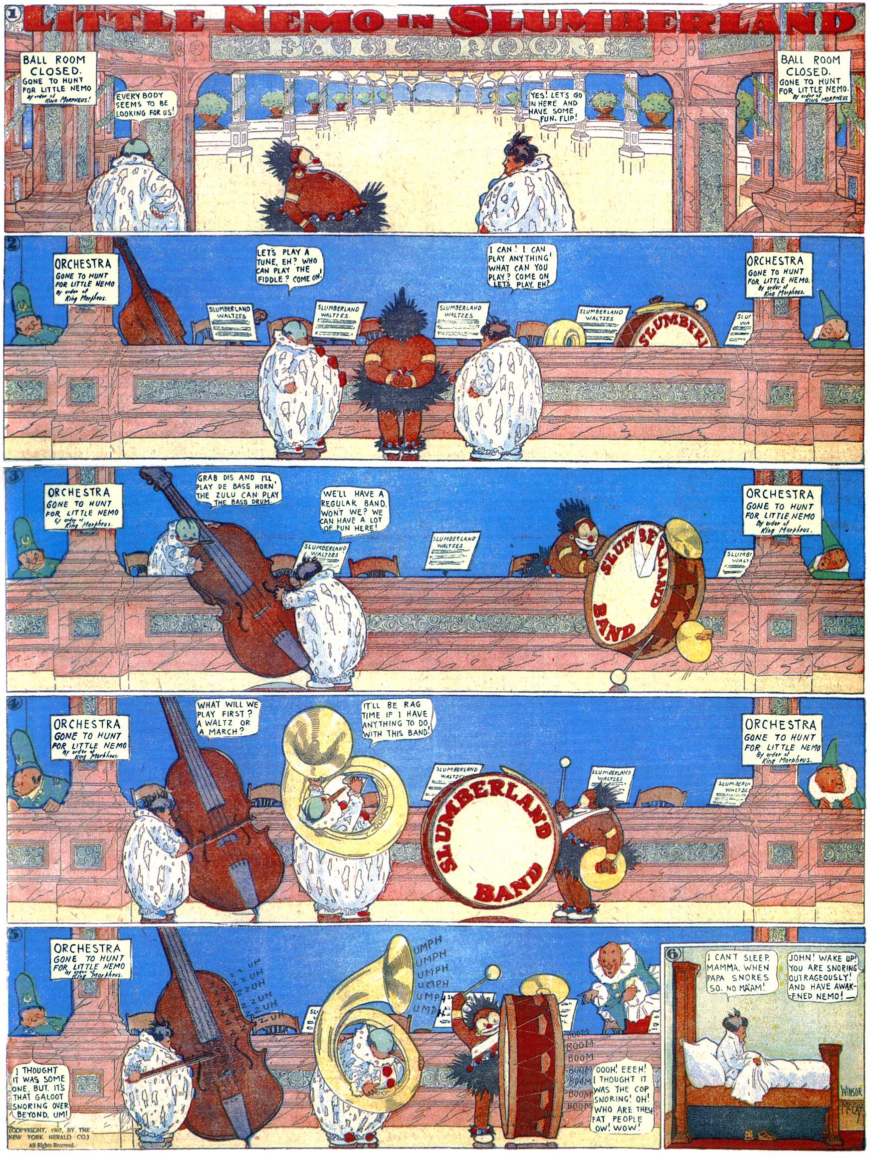 Little Nemo in Slumberland (1905–1914), page 114. Little Nemo in Slumberland by Winsor McCay. Public domain in the United States. https://archive.org/details/LittleNemo1905-14FromWinsorMccayAsCbz