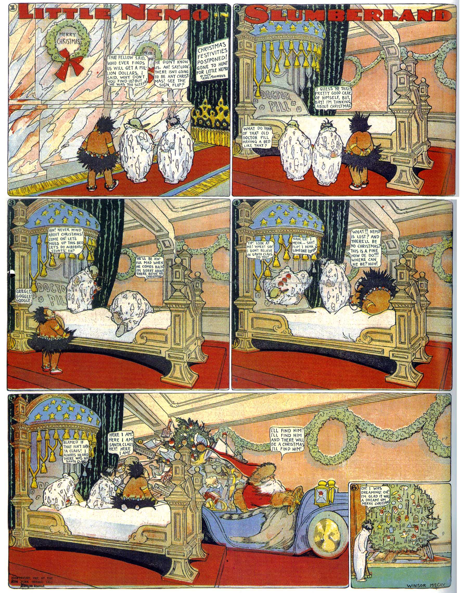 Little Nemo in Slumberland (1905–1914), page 115. Little Nemo in Slumberland by Winsor McCay. Public domain in the United States. https://archive.org/details/LittleNemo1905-14FromWinsorMccayAsCbz