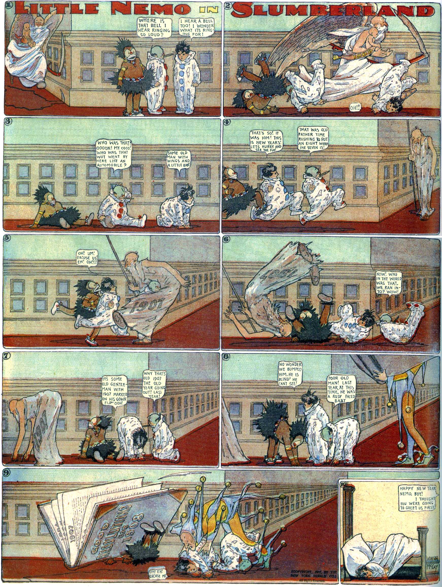 Little Nemo in Slumberland (1905–1914), page 117. Little Nemo in Slumberland by Winsor McCay. Public domain in the United States. https://archive.org/details/LittleNemo1905-14FromWinsorMccayAsCbz