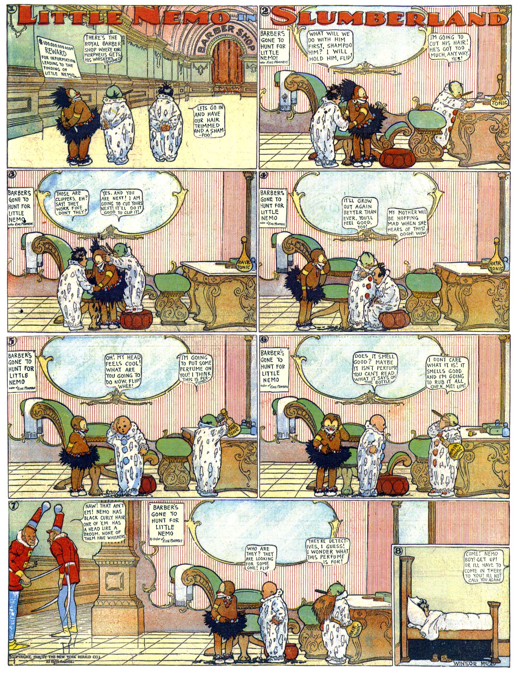 Little Nemo in Slumberland (1905–1914), page 118. Little Nemo in Slumberland by Winsor McCay. Public domain in the United States. https://archive.org/details/LittleNemo1905-14FromWinsorMccayAsCbz
