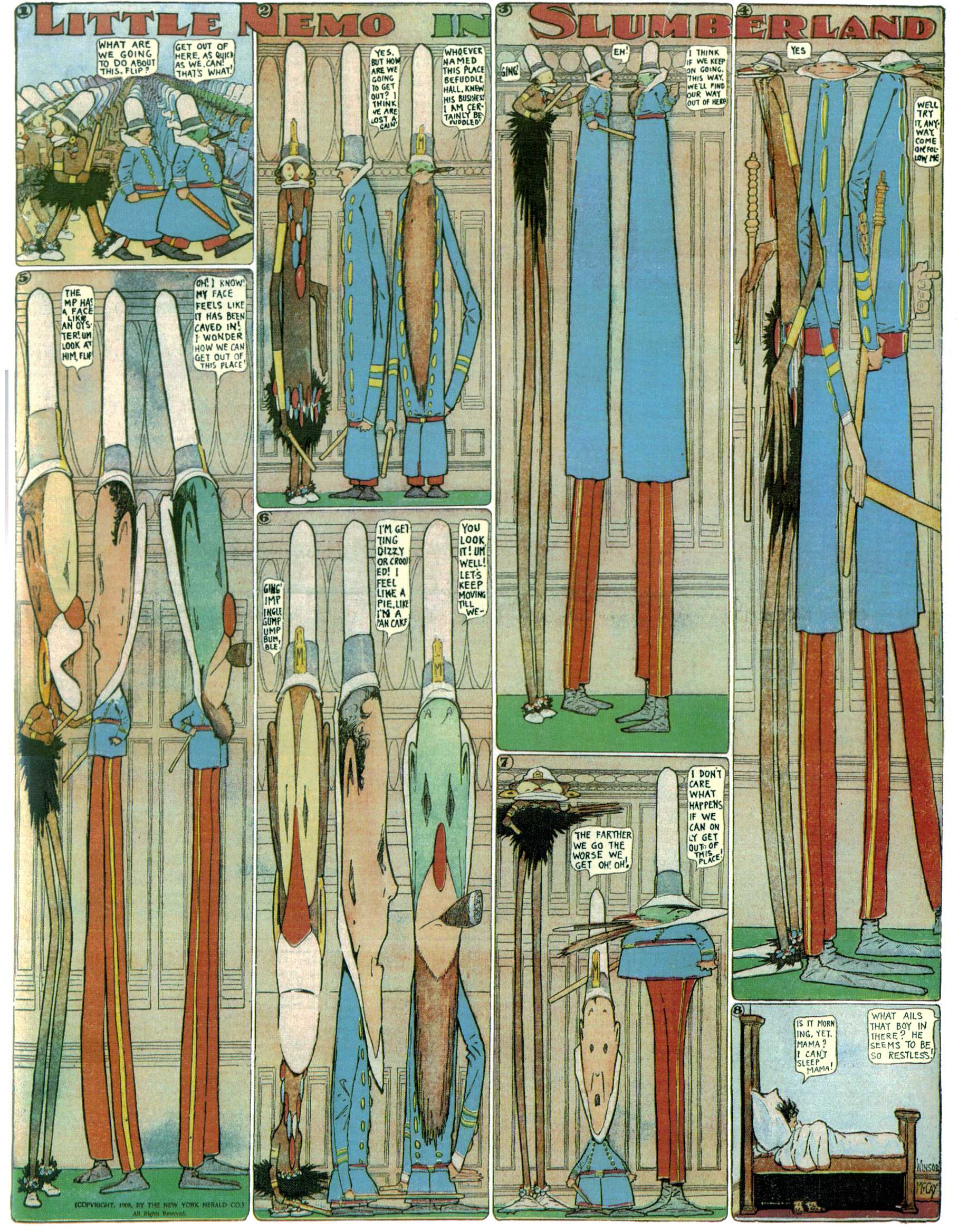 Little Nemo in Slumberland (1905–1914), page 122. Little Nemo in Slumberland by Winsor McCay. Public domain in the United States. https://archive.org/details/LittleNemo1905-14FromWinsorMccayAsCbz