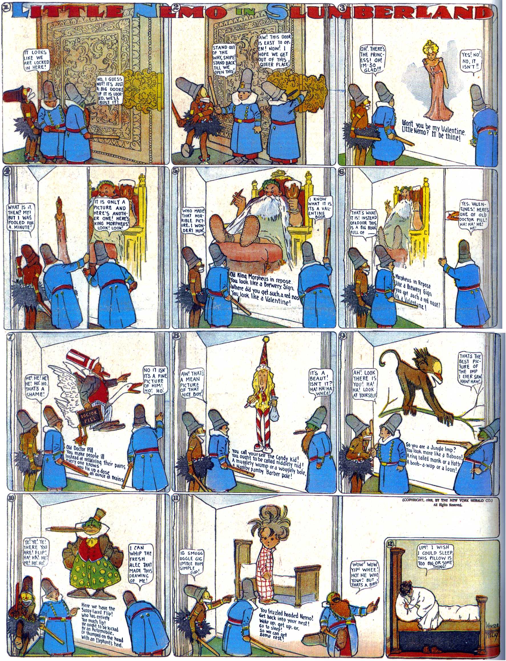 Little Nemo in Slumberland (1905–1914), page 123. Little Nemo in Slumberland by Winsor McCay. Public domain in the United States. https://archive.org/details/LittleNemo1905-14FromWinsorMccayAsCbz