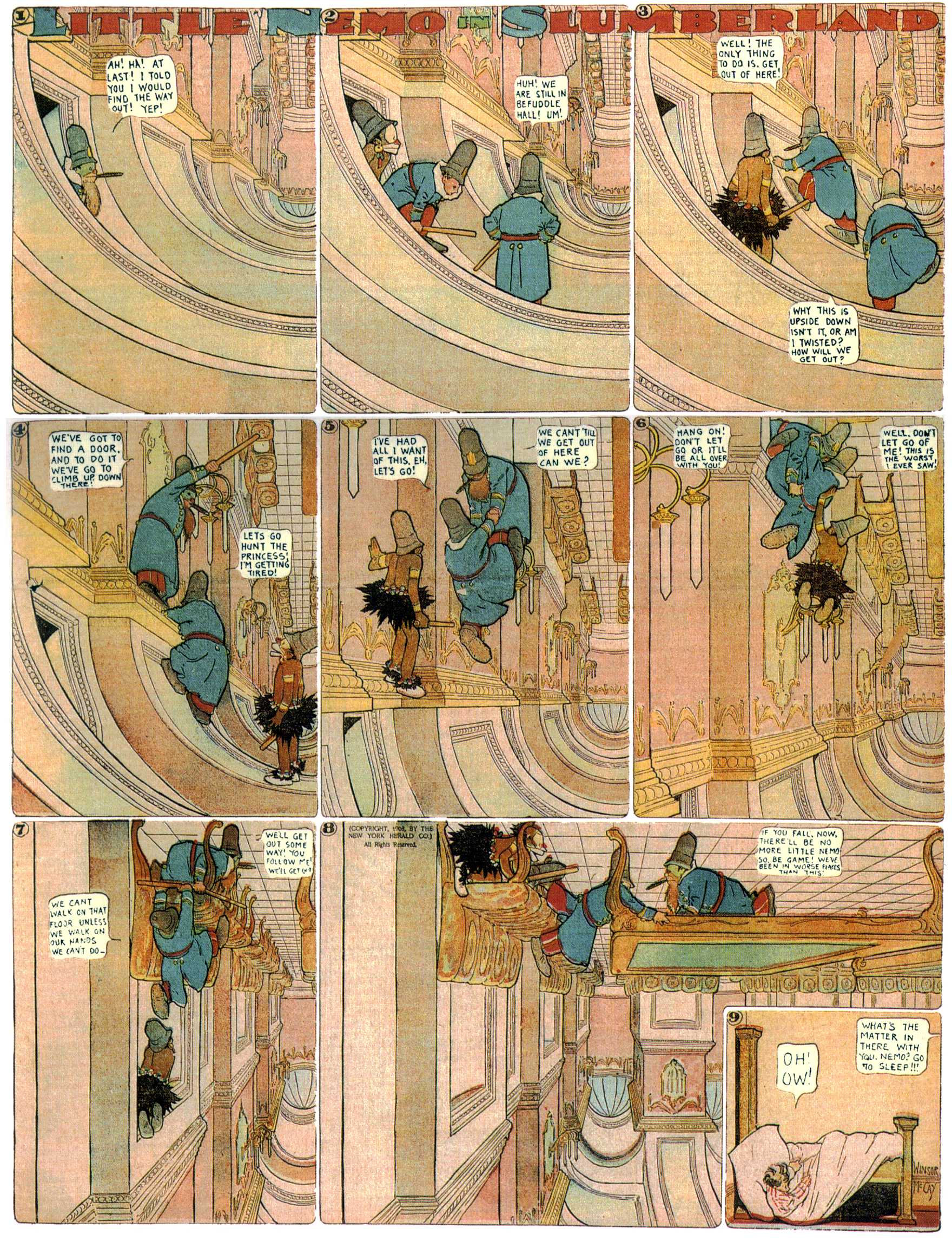 Little Nemo in Slumberland (1905–1914), page 124. Little Nemo in Slumberland by Winsor McCay. Public domain in the United States. https://archive.org/details/LittleNemo1905-14FromWinsorMccayAsCbz
