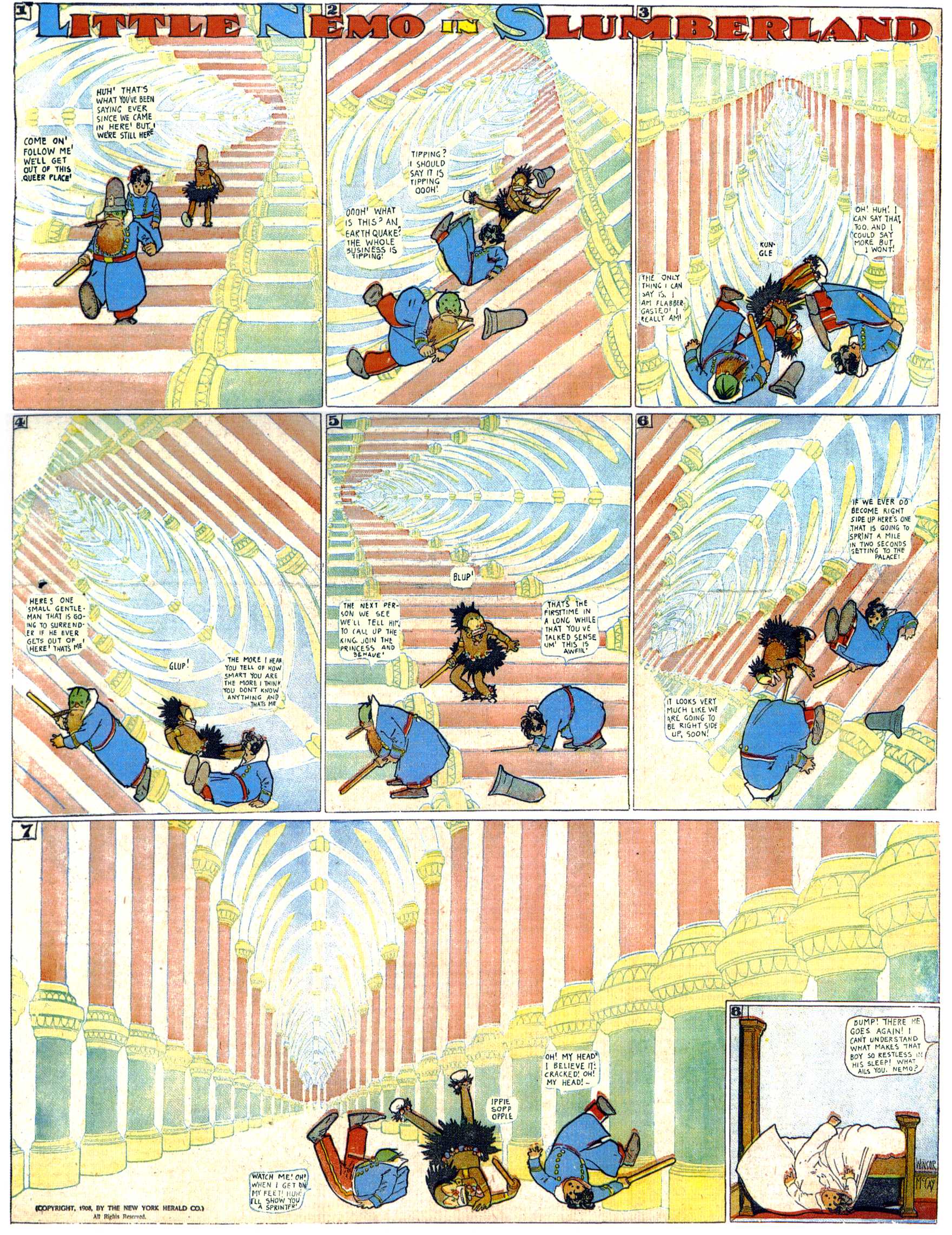 Little Nemo in Slumberland (1905–1914), page 126. Little Nemo in Slumberland by Winsor McCay. Public domain in the United States. https://archive.org/details/LittleNemo1905-14FromWinsorMccayAsCbz