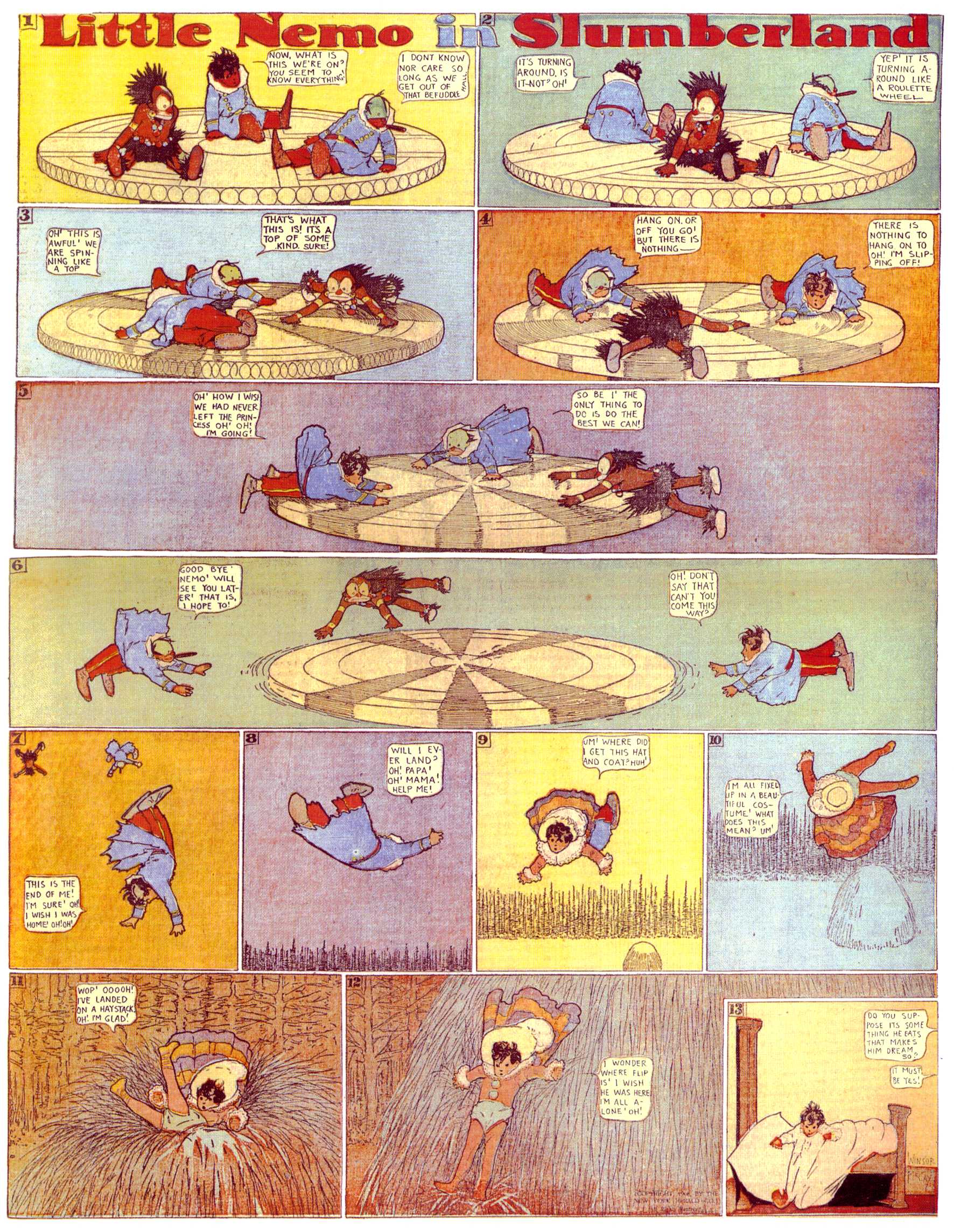 Little Nemo in Slumberland (1905–1914), page 128. Little Nemo in Slumberland by Winsor McCay. Public domain in the United States. https://archive.org/details/LittleNemo1905-14FromWinsorMccayAsCbz