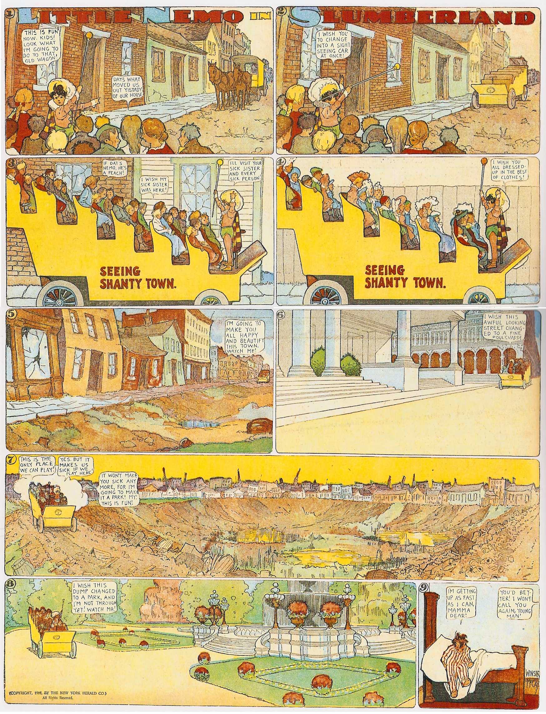 Little Nemo in Slumberland (1905–1914), page 131. Little Nemo in Slumberland by Winsor McCay. Public domain in the United States. https://archive.org/details/LittleNemo1905-14FromWinsorMccayAsCbz