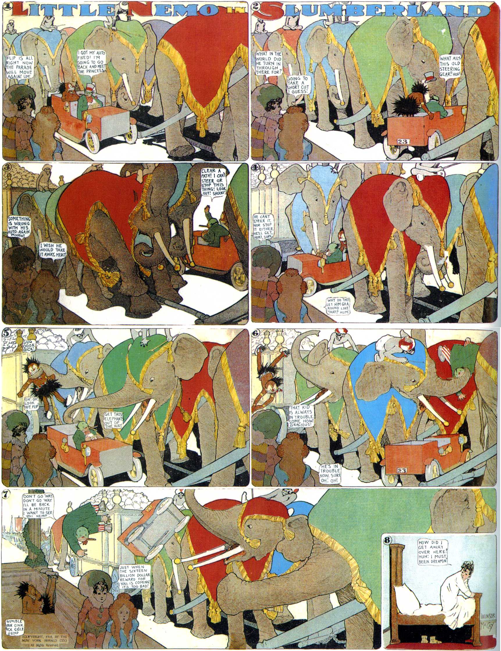 Little Nemo in Slumberland (1905–1914), page 137. Little Nemo in Slumberland by Winsor McCay. Public domain in the United States. https://archive.org/details/LittleNemo1905-14FromWinsorMccayAsCbz