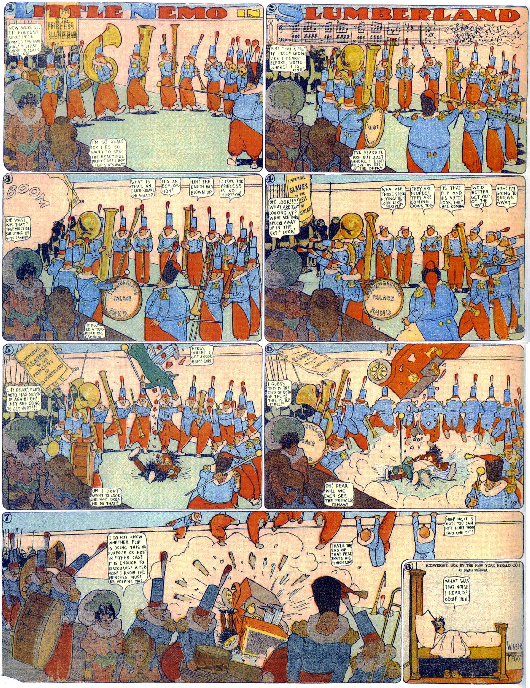 Little Nemo in Slumberland (1905–1914), page 139. Little Nemo in Slumberland by Winsor McCay. Public domain in the United States. https://archive.org/details/LittleNemo1905-14FromWinsorMccayAsCbz