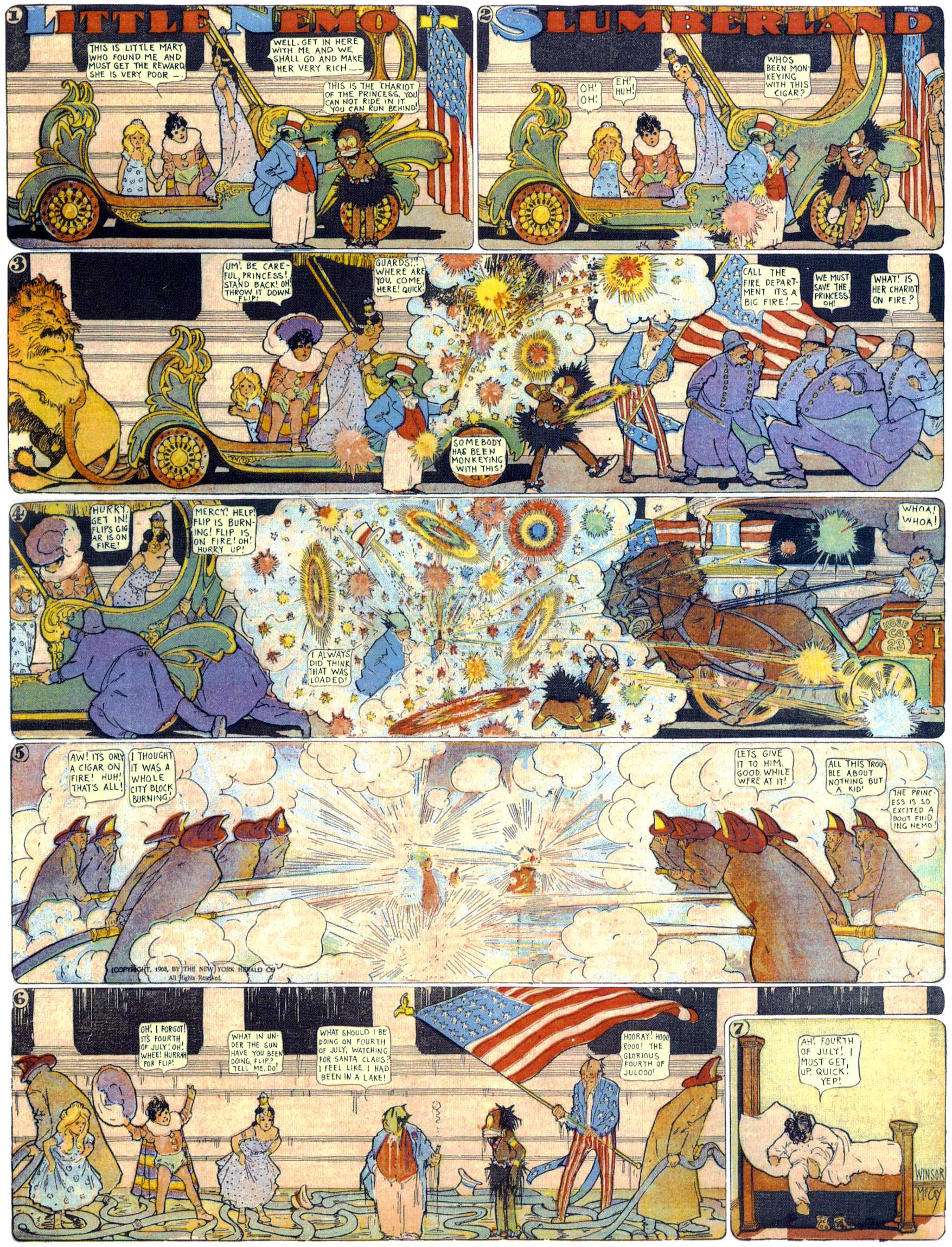 Little Nemo in Slumberland (1905–1914), page 144. Little Nemo in Slumberland by Winsor McCay. Public domain in the United States. https://archive.org/details/LittleNemo1905-14FromWinsorMccayAsCbz