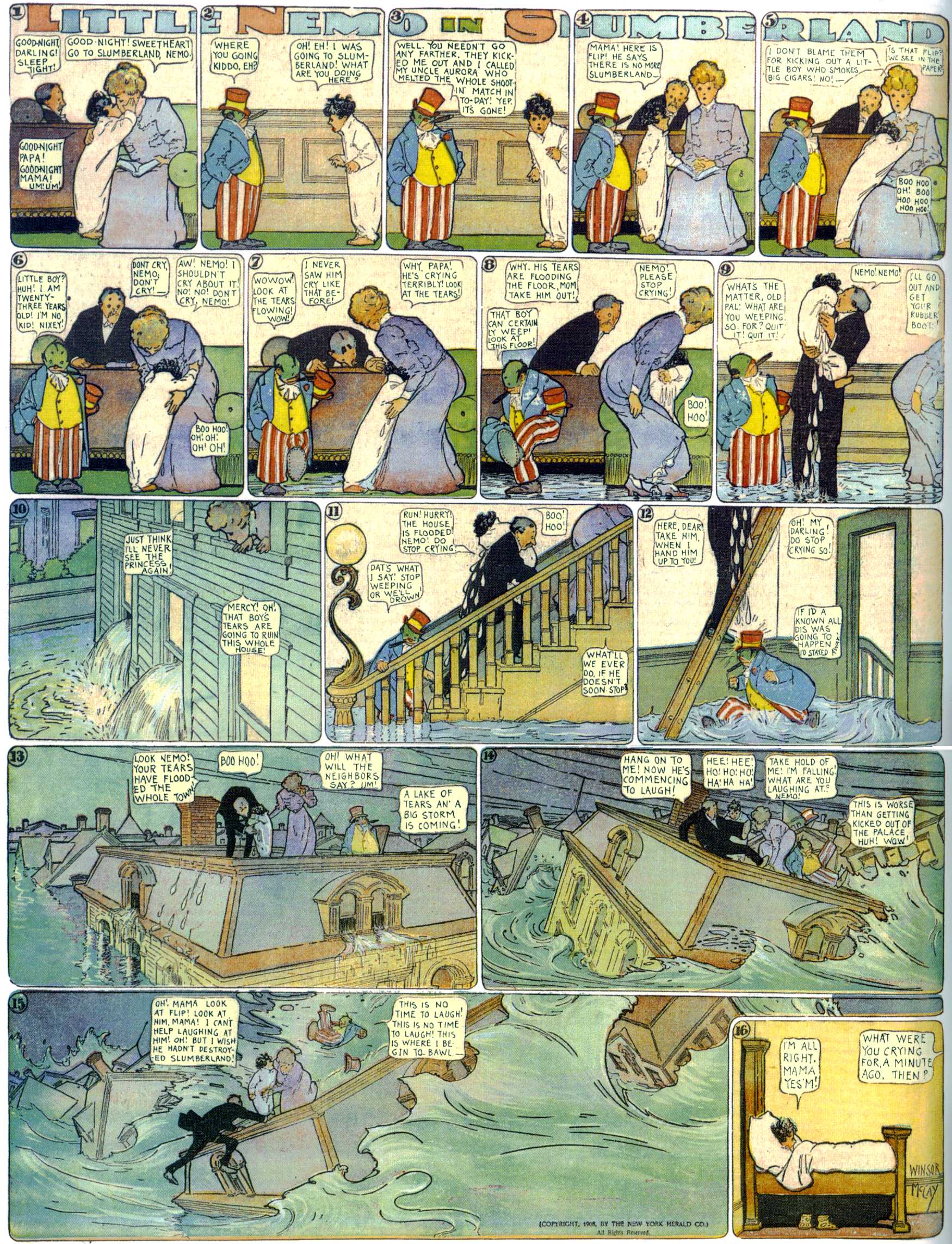 Little Nemo in Slumberland (1905–1914), page 145. Little Nemo in Slumberland by Winsor McCay. Public domain in the United States. https://archive.org/details/LittleNemo1905-14FromWinsorMccayAsCbz