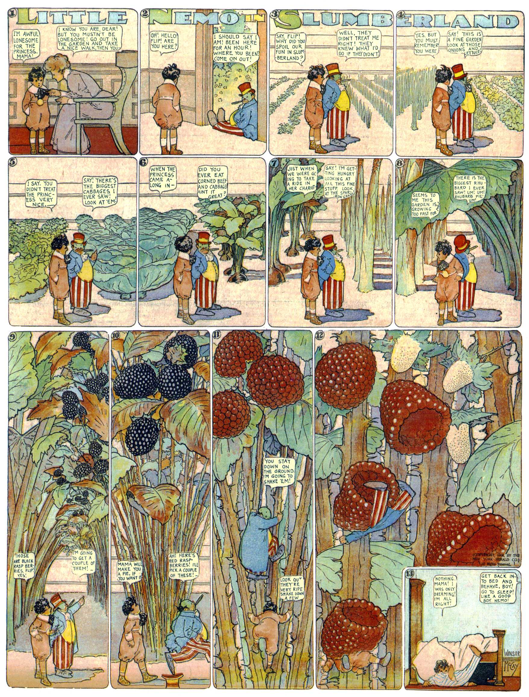 Little Nemo in Slumberland (1905–1914), page 146. Little Nemo in Slumberland by Winsor McCay. Public domain in the United States. https://archive.org/details/LittleNemo1905-14FromWinsorMccayAsCbz