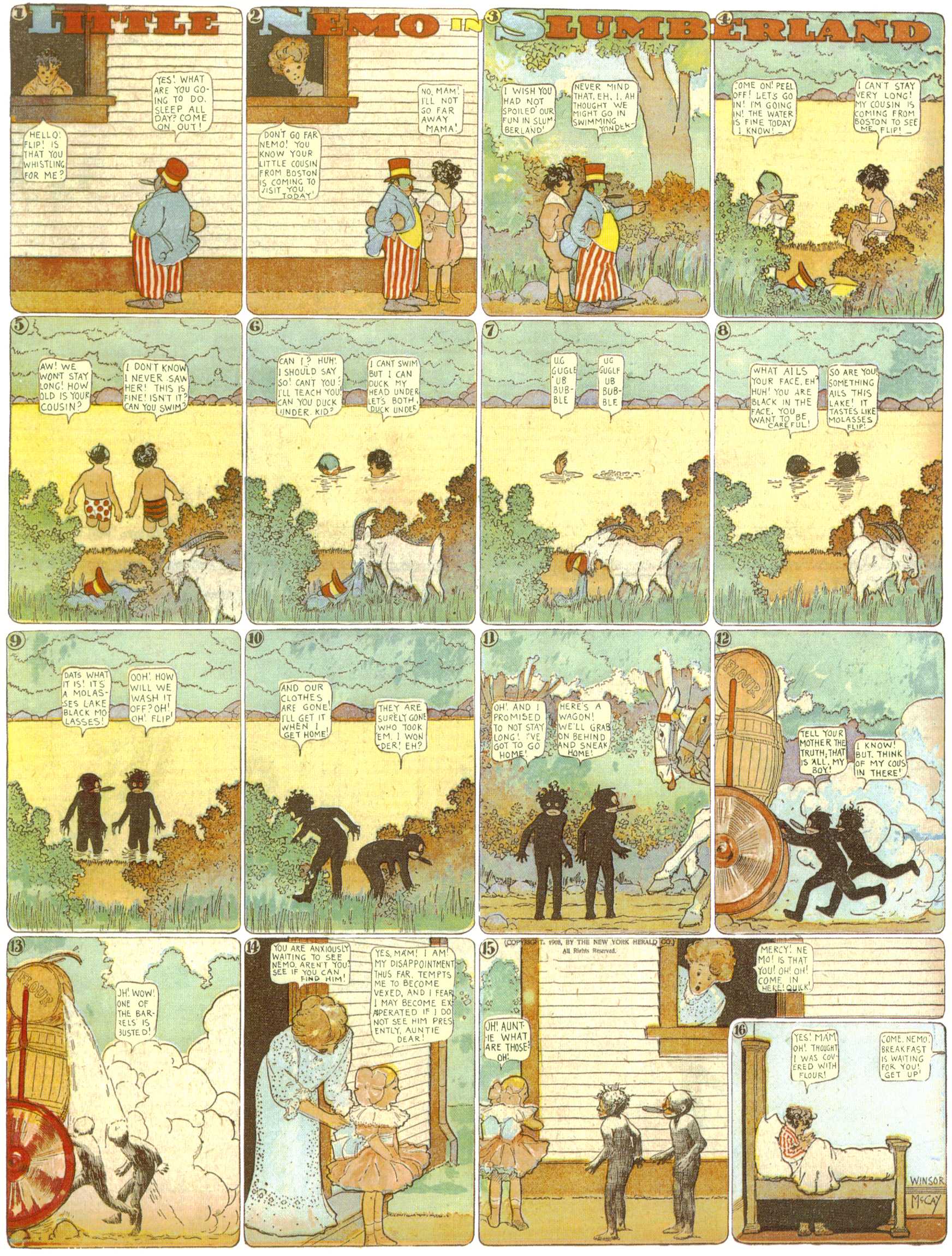 Little Nemo in Slumberland (1905–1914), page 148. Little Nemo in Slumberland by Winsor McCay. Public domain in the United States. https://archive.org/details/LittleNemo1905-14FromWinsorMccayAsCbz