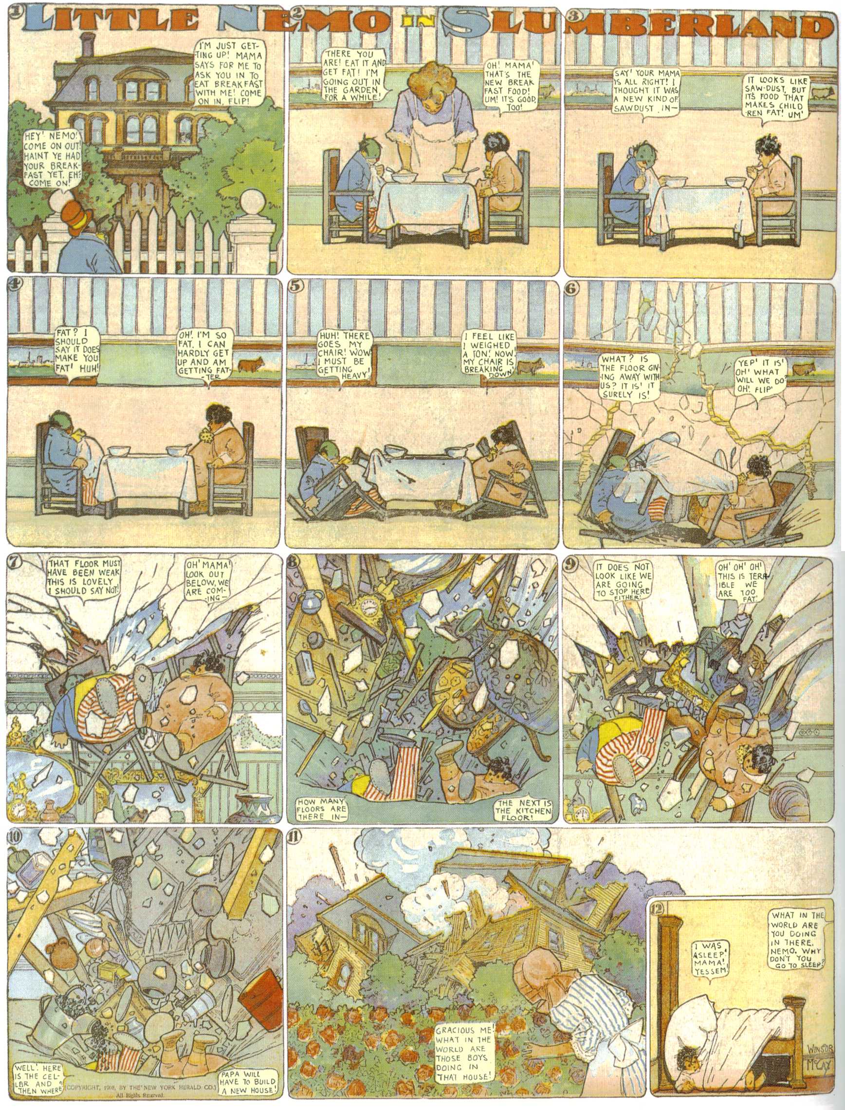Little Nemo in Slumberland (1905–1914), page 149. Little Nemo in Slumberland by Winsor McCay. Public domain in the United States. https://archive.org/details/LittleNemo1905-14FromWinsorMccayAsCbz