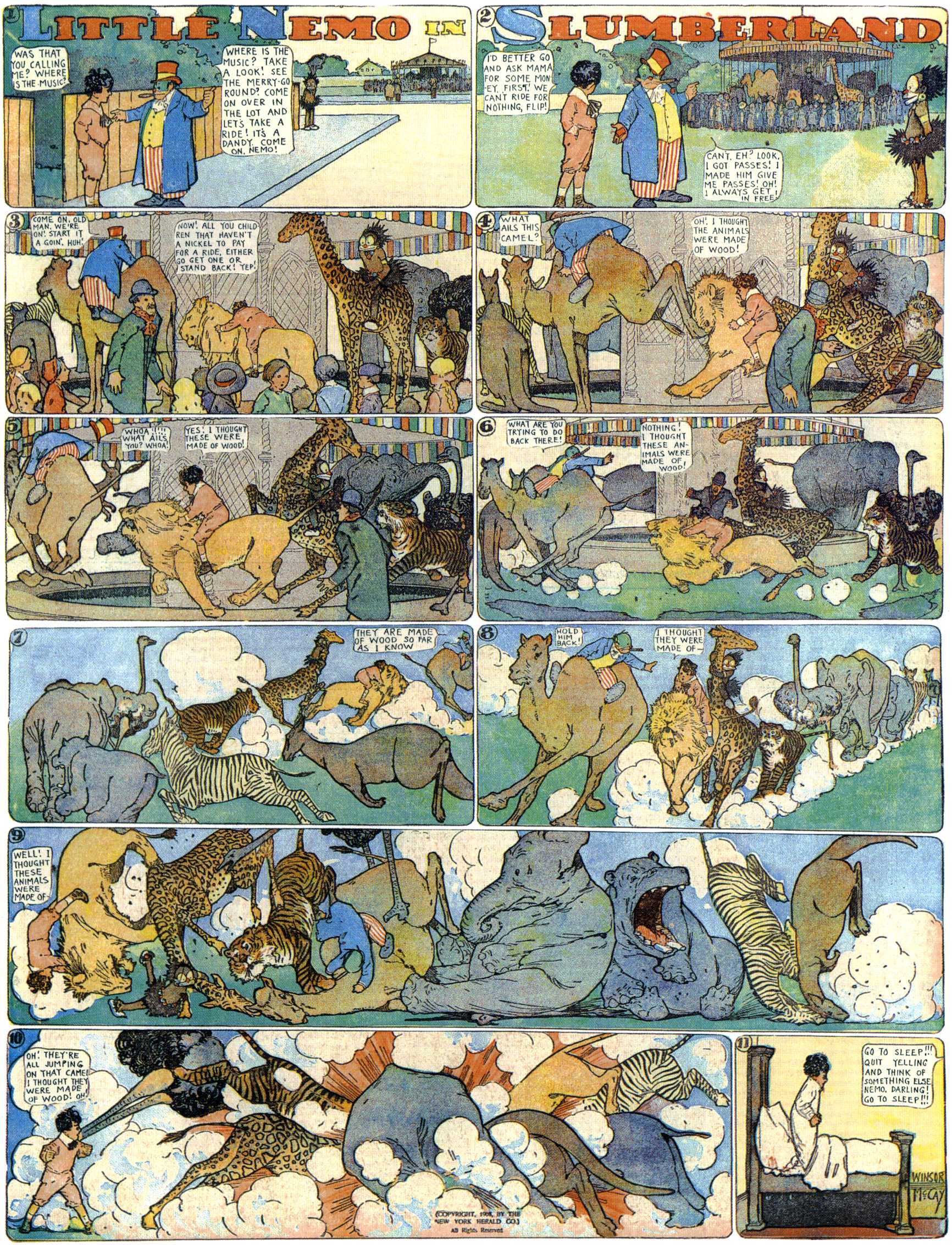 Little Nemo in Slumberland (1905–1914), page 154. Little Nemo in Slumberland by Winsor McCay. Public domain in the United States. https://archive.org/details/LittleNemo1905-14FromWinsorMccayAsCbz