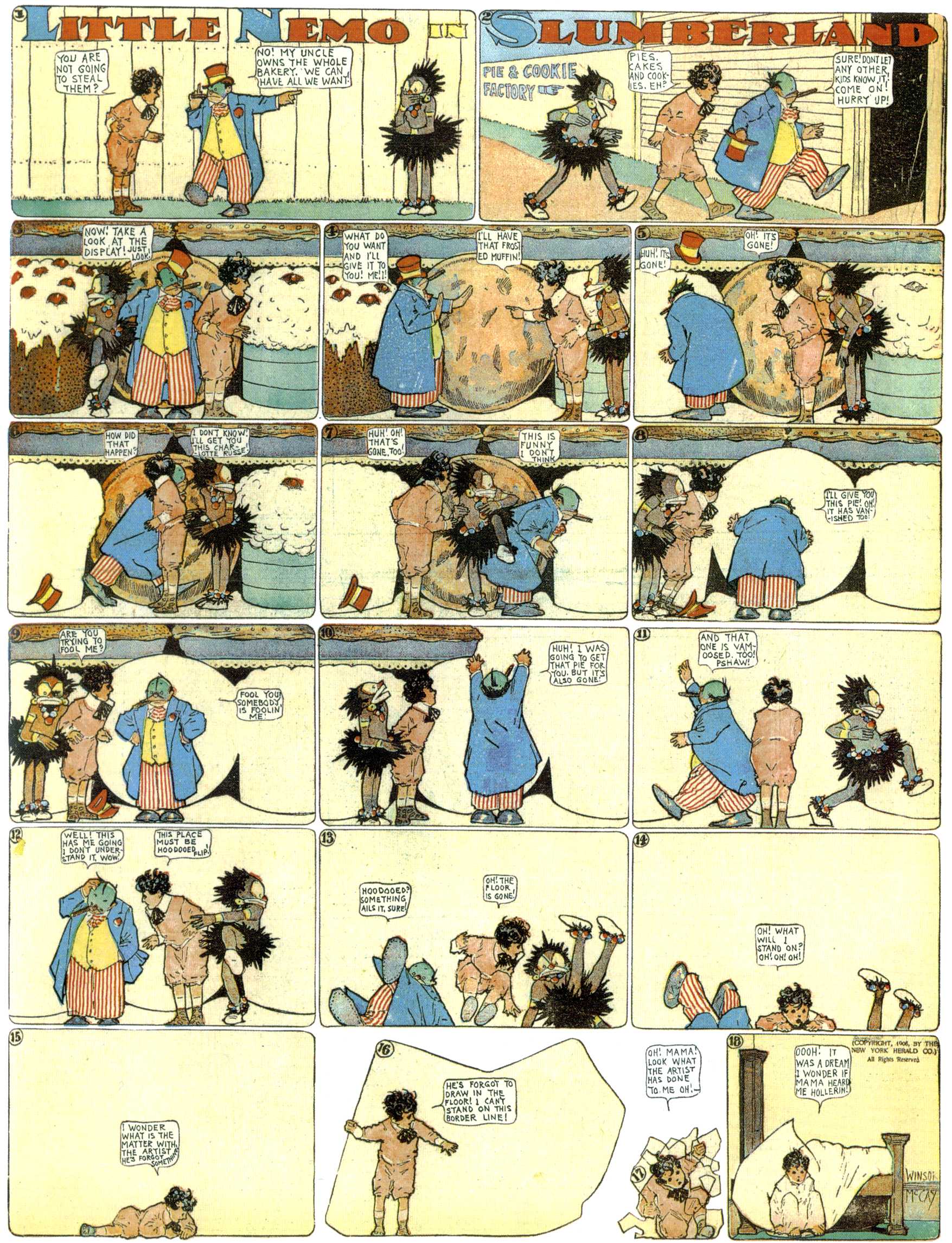 Little Nemo in Slumberland (1905–1914), page 162. Little Nemo in Slumberland by Winsor McCay. Public domain in the United States. https://archive.org/details/LittleNemo1905-14FromWinsorMccayAsCbz
