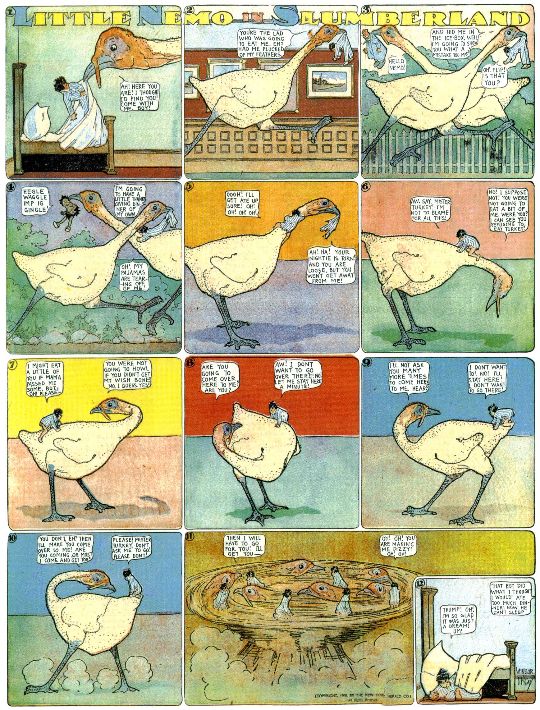 Little Nemo in Slumberland (1905–1914), page 164. Little Nemo in Slumberland by Winsor McCay. Public domain in the United States. https://archive.org/details/LittleNemo1905-14FromWinsorMccayAsCbz