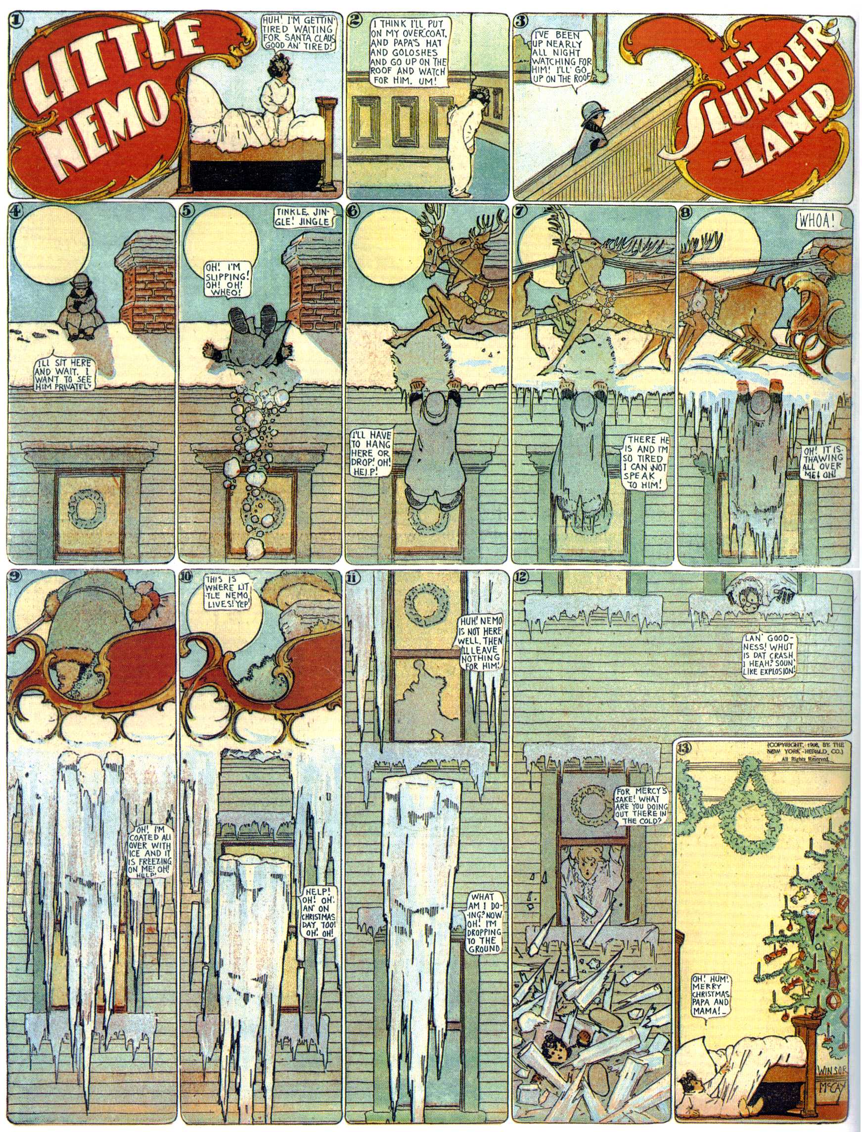Little Nemo in Slumberland (1905–1914), page 167. Little Nemo in Slumberland by Winsor McCay. Public domain in the United States. https://archive.org/details/LittleNemo1905-14FromWinsorMccayAsCbz