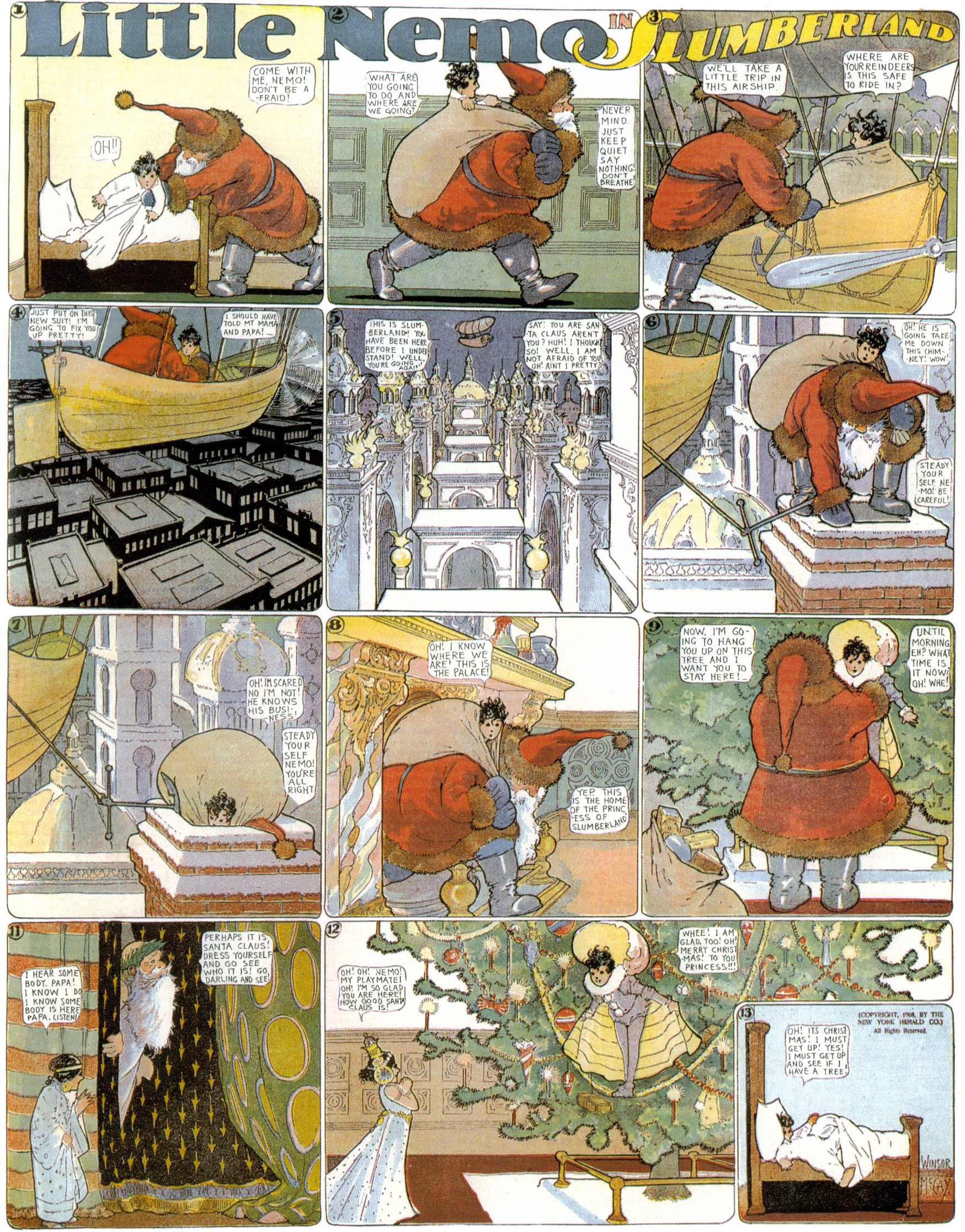 Little Nemo in Slumberland (1905–1914), page 168. Little Nemo in Slumberland by Winsor McCay. Public domain in the United States. https://archive.org/details/LittleNemo1905-14FromWinsorMccayAsCbz