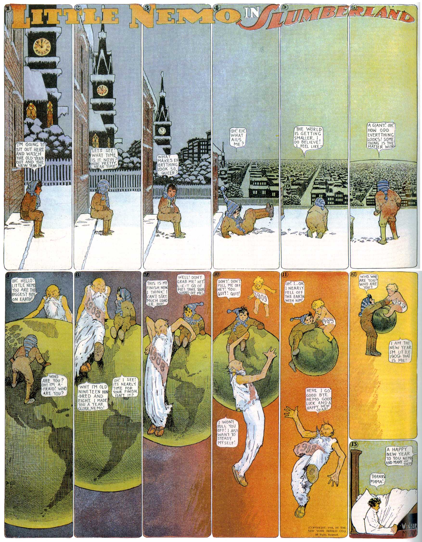 Little Nemo in Slumberland (1905–1914), page 169. Little Nemo in Slumberland by Winsor McCay. Public domain in the United States. https://archive.org/details/LittleNemo1905-14FromWinsorMccayAsCbz
