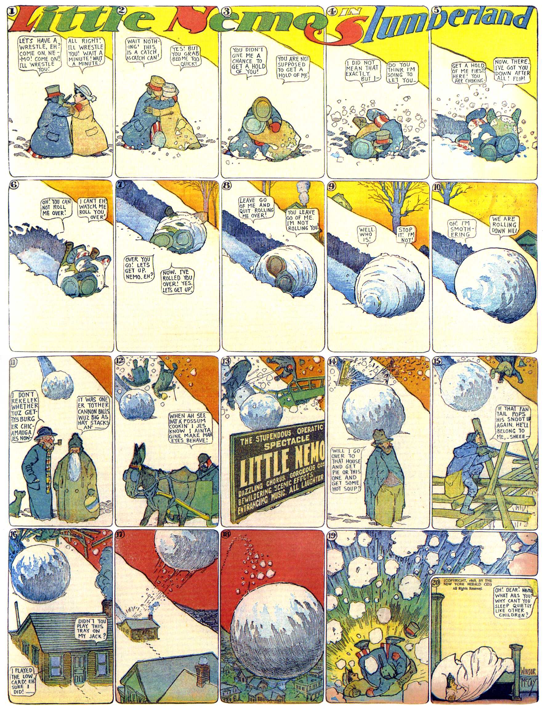 Little Nemo in Slumberland (1905–1914), page 172. Little Nemo in Slumberland by Winsor McCay. Public domain in the United States. https://archive.org/details/LittleNemo1905-14FromWinsorMccayAsCbz