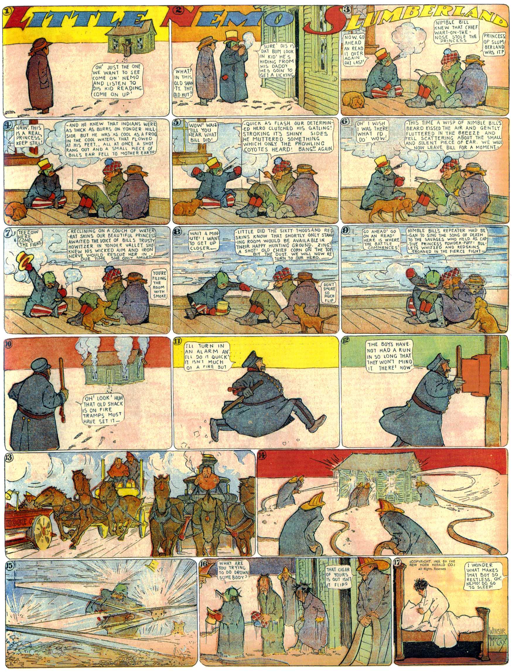 Little Nemo in Slumberland (1905–1914), page 174. Little Nemo in Slumberland by Winsor McCay. Public domain in the United States. https://archive.org/details/LittleNemo1905-14FromWinsorMccayAsCbz
