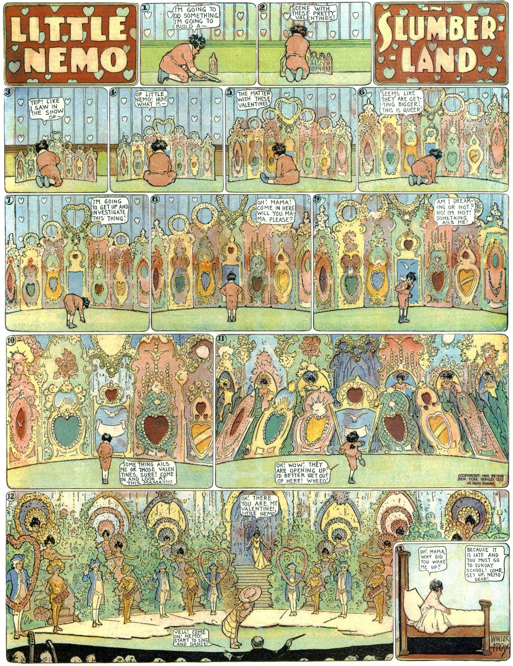 Little Nemo in Slumberland (1905–1914), page 176. Little Nemo in Slumberland by Winsor McCay. Public domain in the United States. https://archive.org/details/LittleNemo1905-14FromWinsorMccayAsCbz