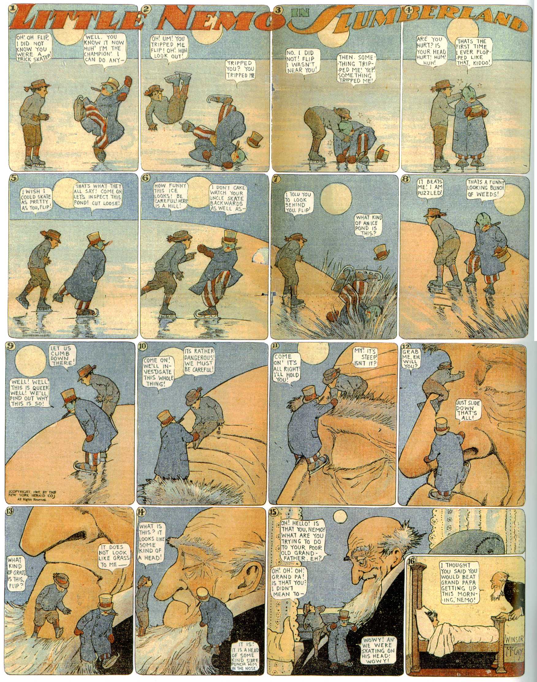 Little Nemo in Slumberland (1905–1914), page 179. Little Nemo in Slumberland by Winsor McCay. Public domain in the United States. https://archive.org/details/LittleNemo1905-14FromWinsorMccayAsCbz
