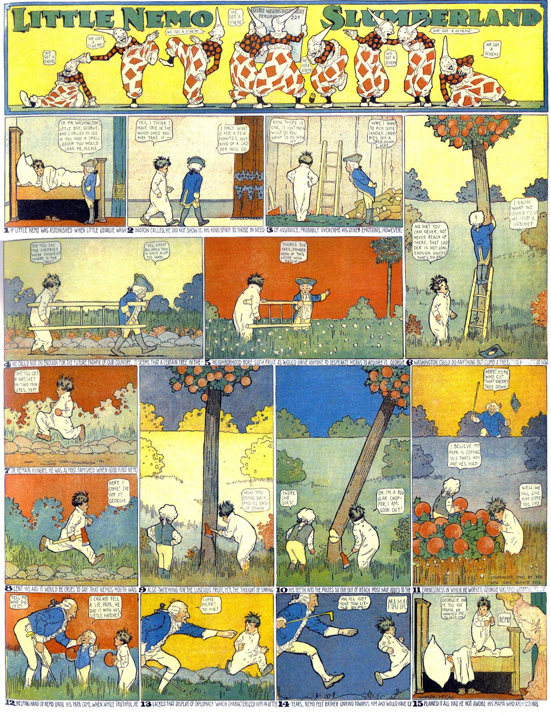 Little Nemo in Slumberland (1905–1914), page 19. Little Nemo in Slumberland by Winsor McCay. Public domain in the United States. https://archive.org/details/LittleNemo1905-14FromWinsorMccayAsCbz
