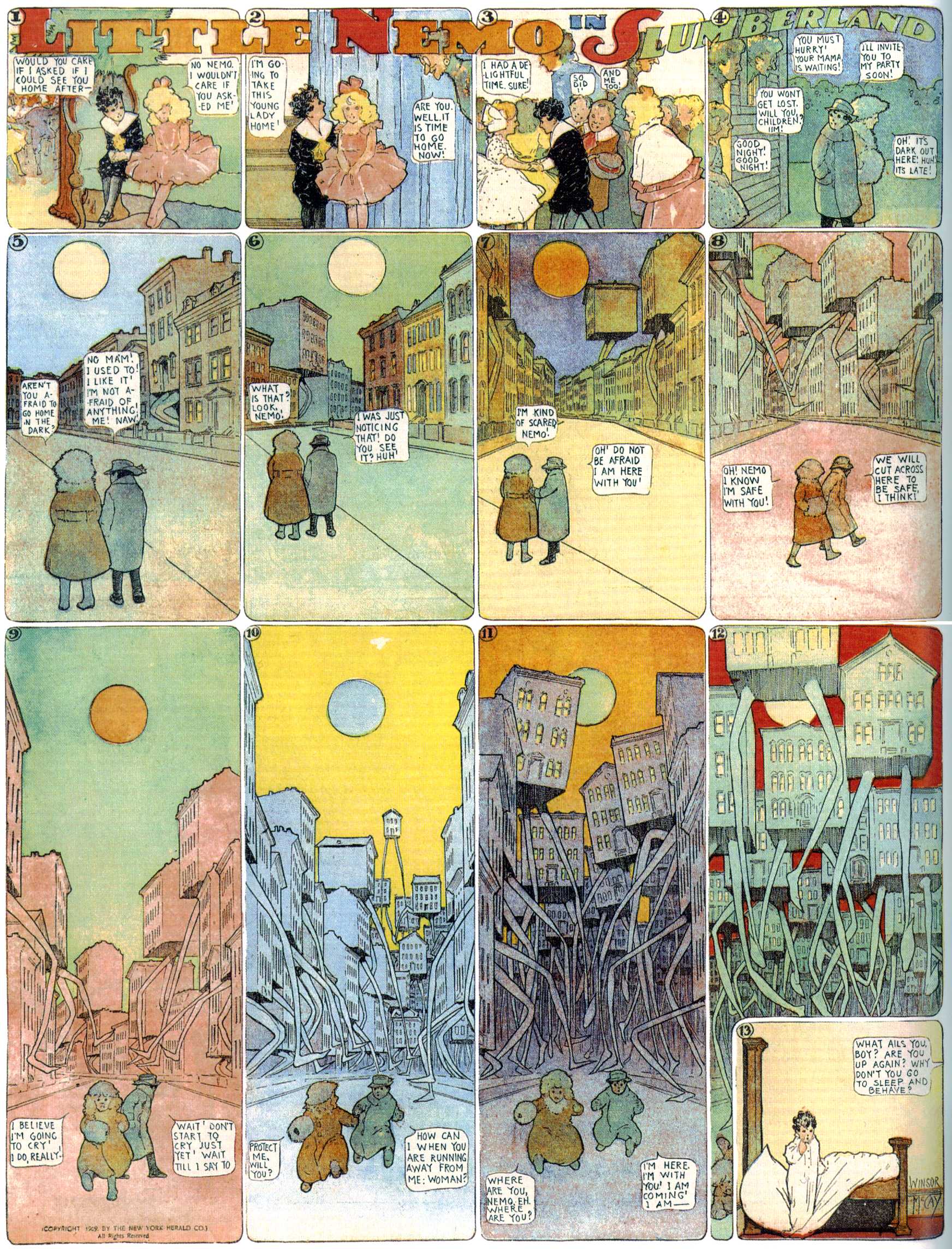 Little Nemo in Slumberland (1905–1914), page 181. Little Nemo in Slumberland by Winsor McCay. Public domain in the United States. https://archive.org/details/LittleNemo1905-14FromWinsorMccayAsCbz