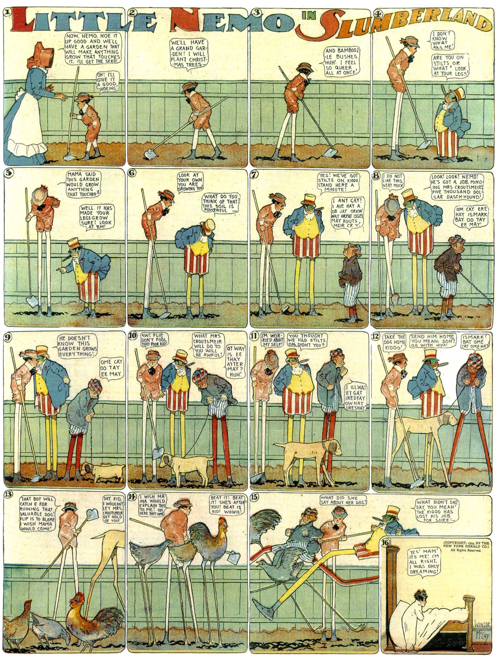 Little Nemo in Slumberland (1905–1914), page 186. Little Nemo in Slumberland by Winsor McCay. Public domain in the United States. https://archive.org/details/LittleNemo1905-14FromWinsorMccayAsCbz
