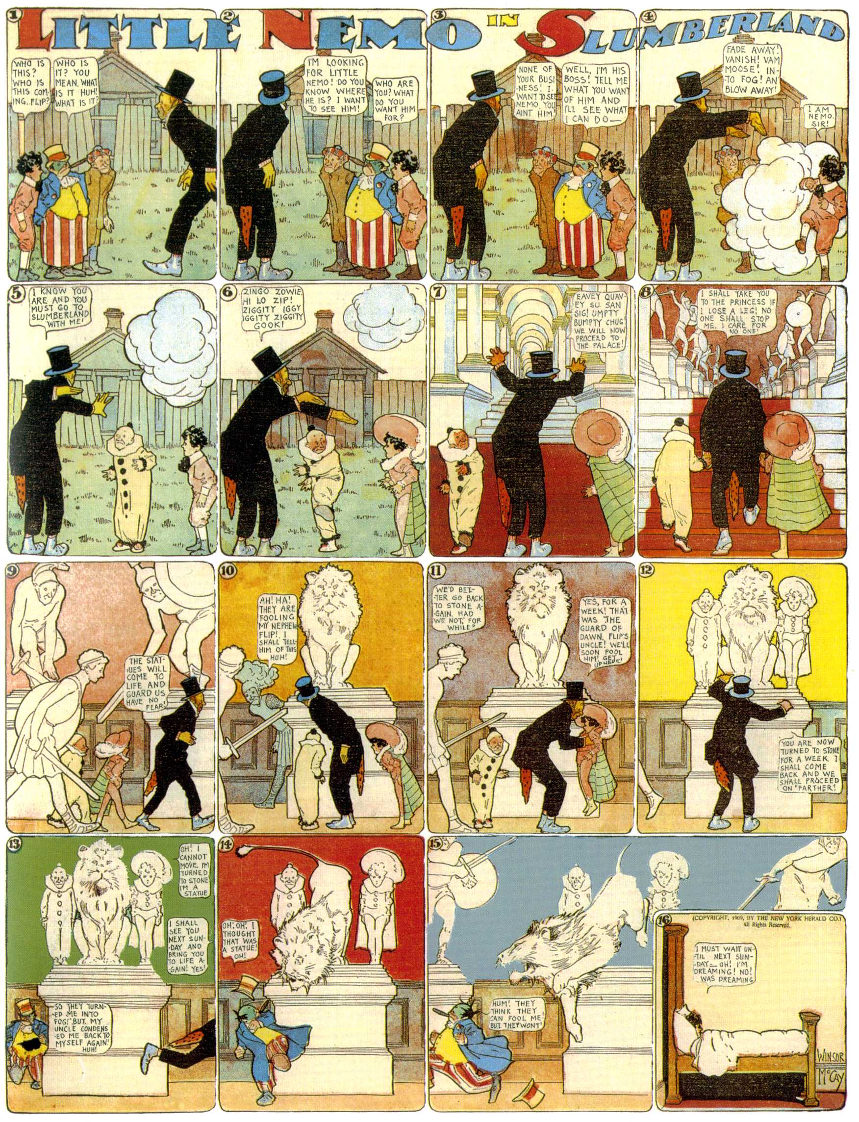 Little Nemo in Slumberland (1905–1914), page 188. Little Nemo in Slumberland by Winsor McCay. Public domain in the United States. https://archive.org/details/LittleNemo1905-14FromWinsorMccayAsCbz