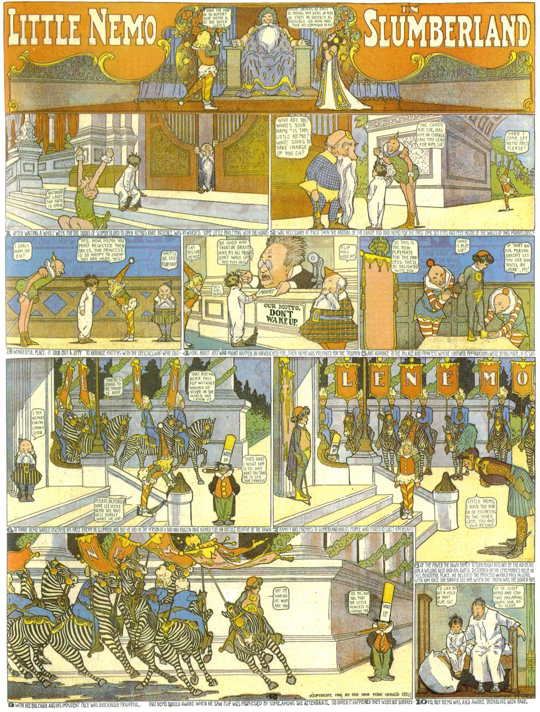 Little Nemo in Slumberland (1905–1914), page 21. Little Nemo in Slumberland by Winsor McCay. Public domain in the United States. https://archive.org/details/LittleNemo1905-14FromWinsorMccayAsCbz