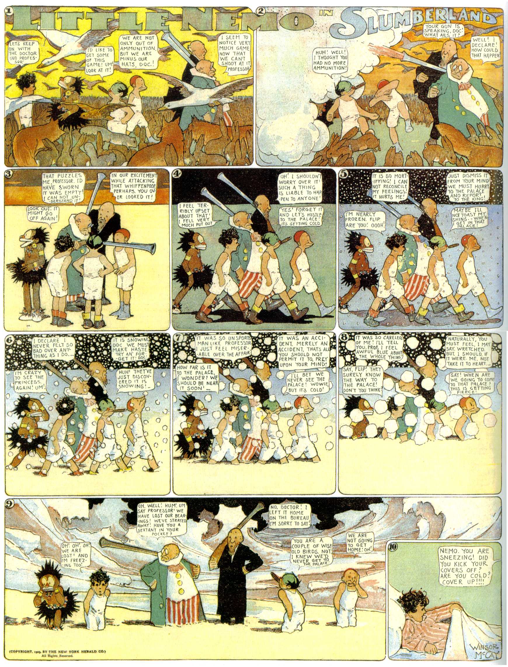 Little Nemo in Slumberland (1905–1914), page 213. Little Nemo in Slumberland by Winsor McCay. Public domain in the United States. https://archive.org/details/LittleNemo1905-14FromWinsorMccayAsCbz