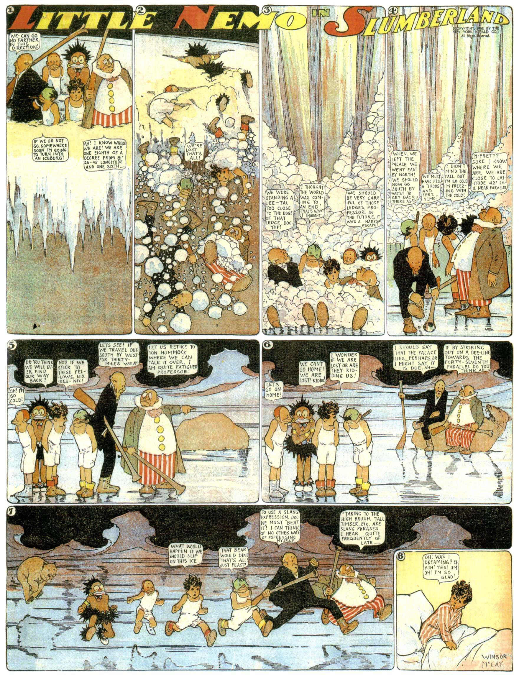 Little Nemo in Slumberland (1905–1914), page 214. Little Nemo in Slumberland by Winsor McCay. Public domain in the United States. https://archive.org/details/LittleNemo1905-14FromWinsorMccayAsCbz