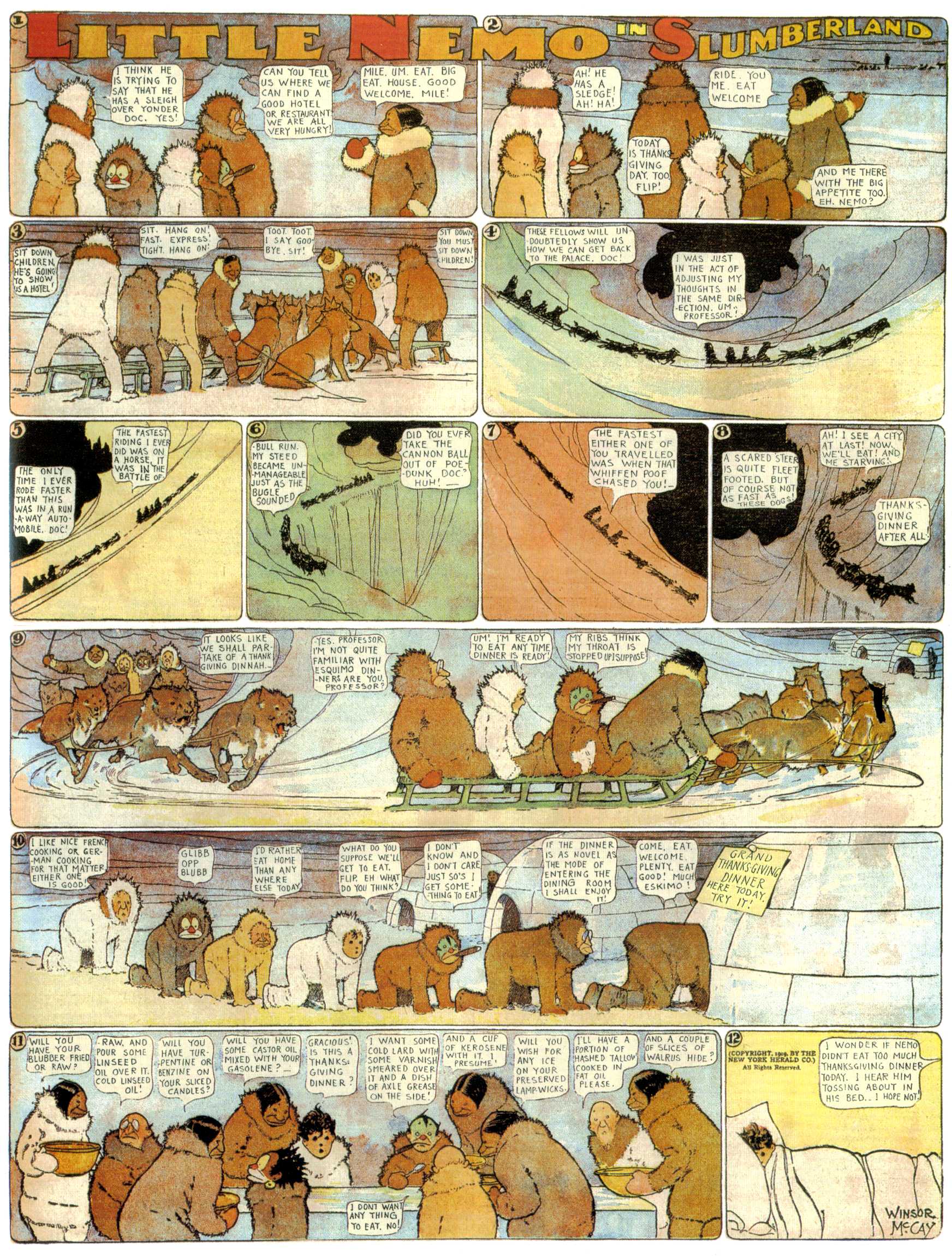 Little Nemo in Slumberland (1905–1914), page 216. Little Nemo in Slumberland by Winsor McCay. Public domain in the United States. https://archive.org/details/LittleNemo1905-14FromWinsorMccayAsCbz