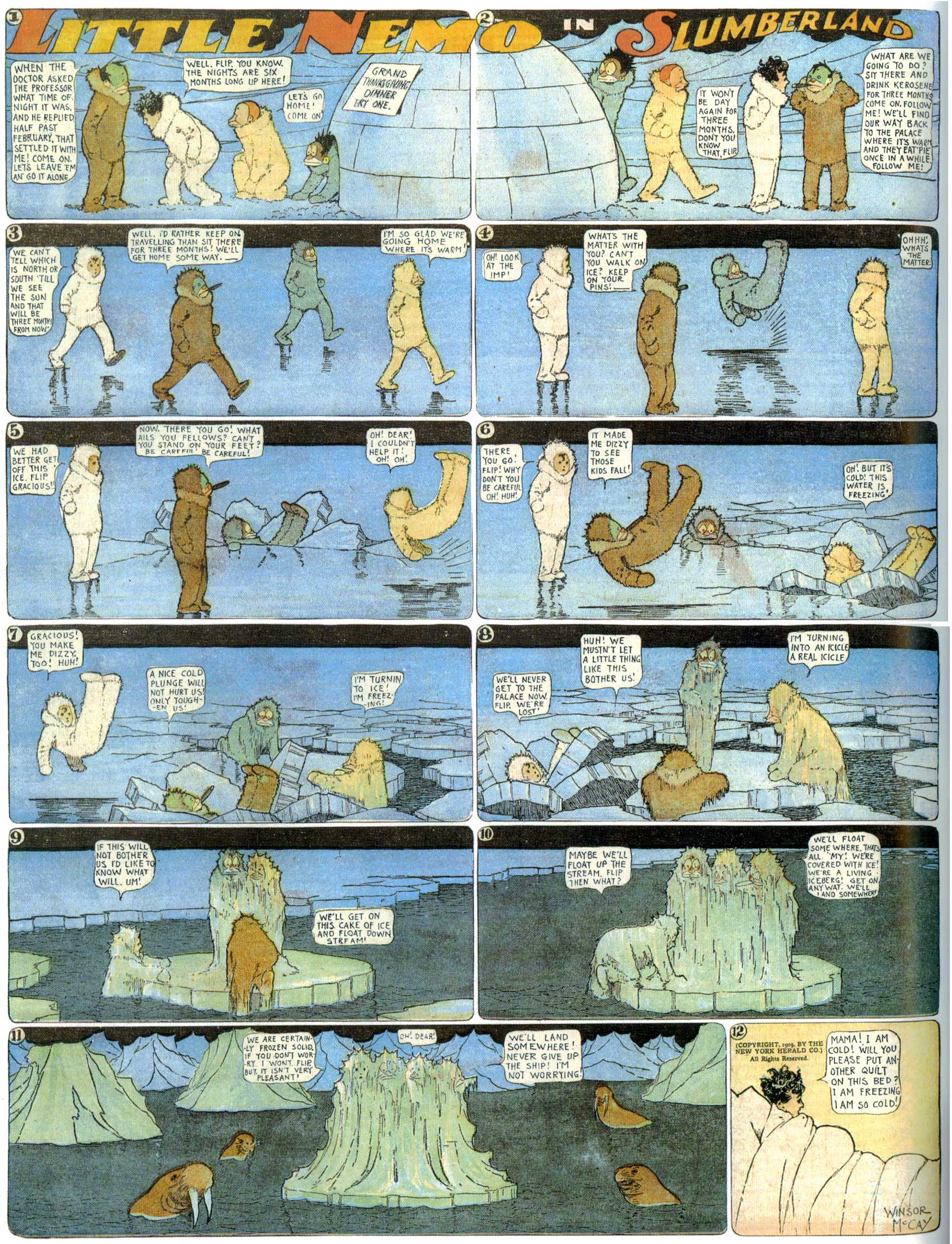 Little Nemo in Slumberland (1905–1914), page 217. Little Nemo in Slumberland by Winsor McCay. Public domain in the United States. https://archive.org/details/LittleNemo1905-14FromWinsorMccayAsCbz