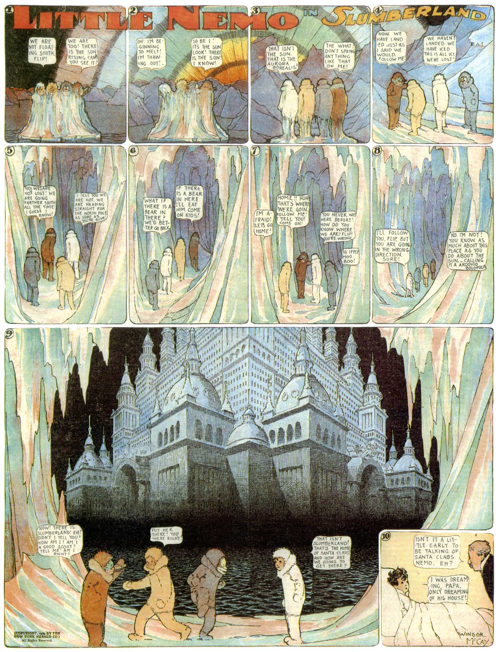 Little Nemo in Slumberland (1905–1914), page 218. Little Nemo in Slumberland by Winsor McCay. Public domain in the United States. https://archive.org/details/LittleNemo1905-14FromWinsorMccayAsCbz