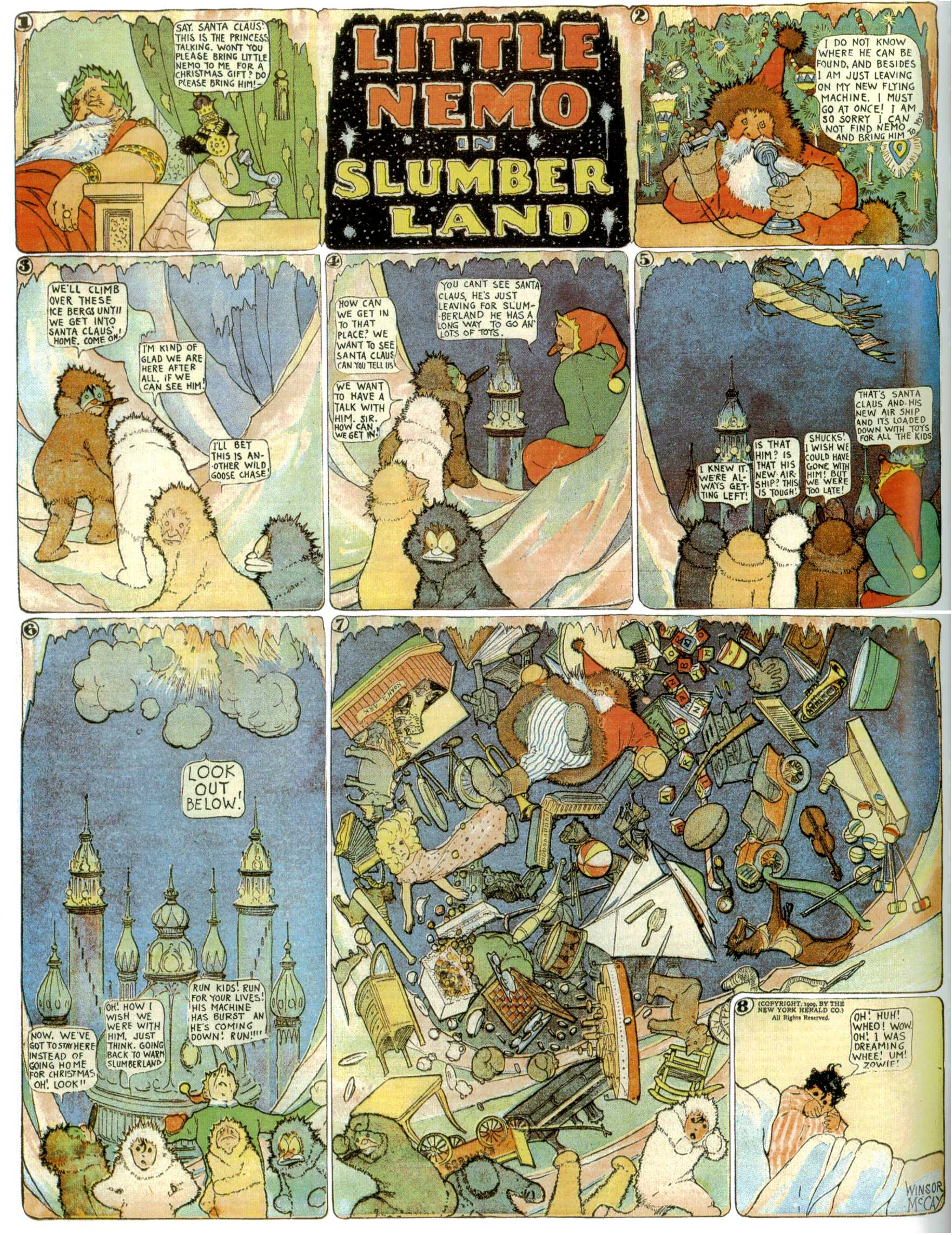 Little Nemo in Slumberland (1905–1914), page 219. Little Nemo in Slumberland by Winsor McCay. Public domain in the United States. https://archive.org/details/LittleNemo1905-14FromWinsorMccayAsCbz