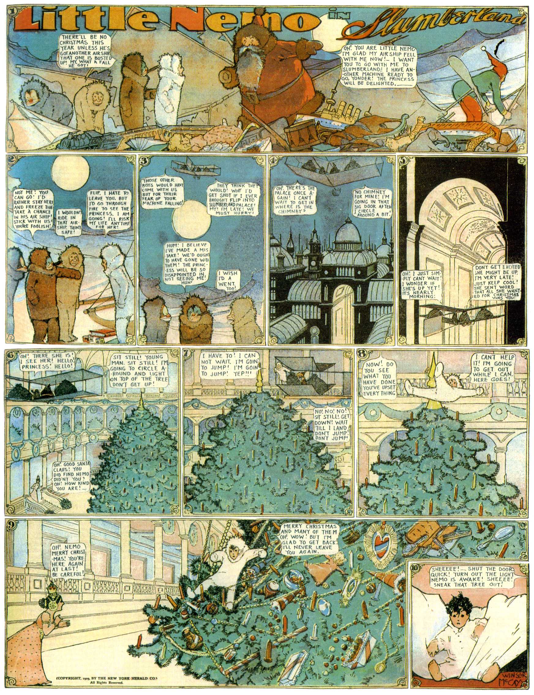 Little Nemo in Slumberland (1905–1914), page 220. Little Nemo in Slumberland by Winsor McCay. Public domain in the United States. https://archive.org/details/LittleNemo1905-14FromWinsorMccayAsCbz