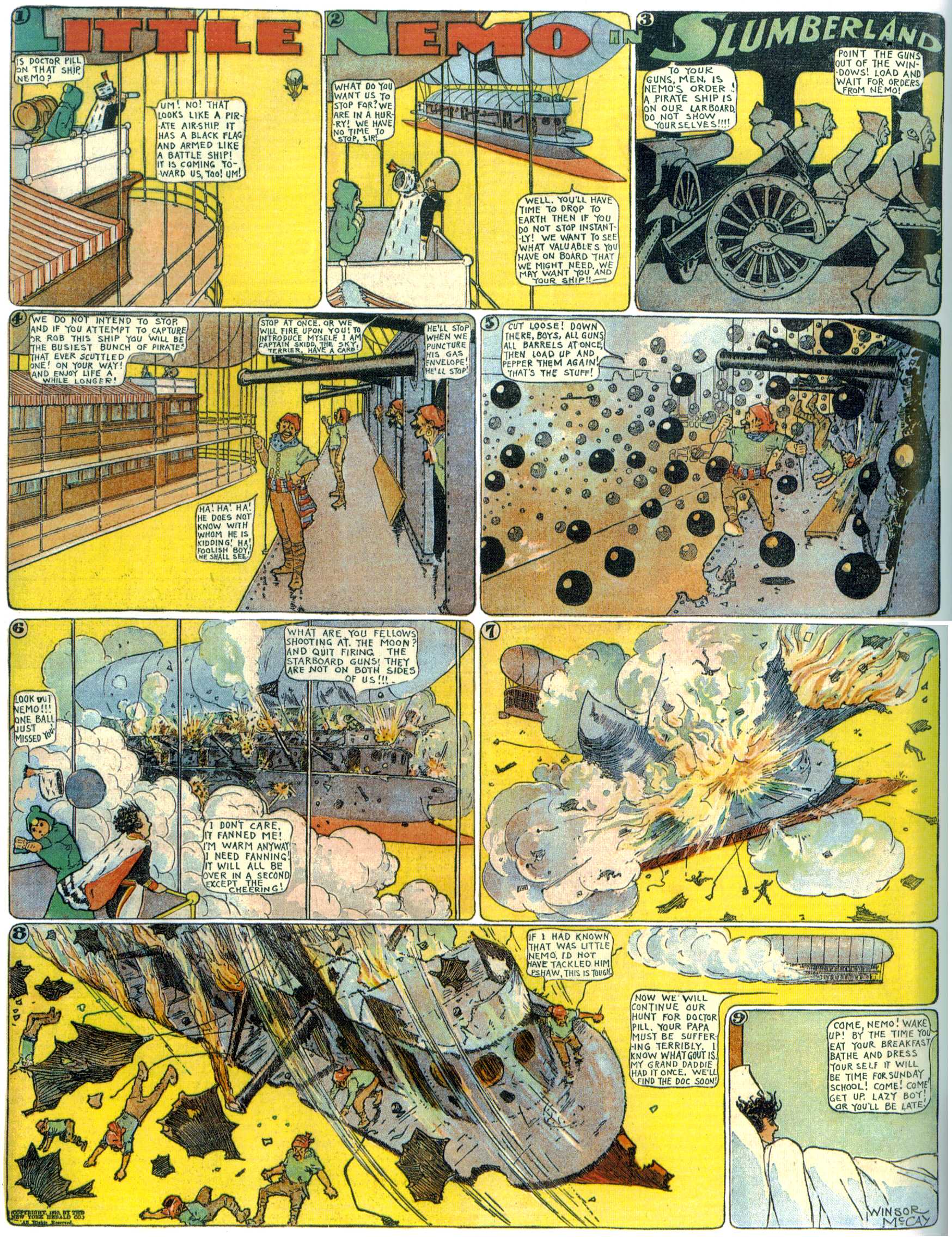 Little Nemo in Slumberland (1905–1914), page 225. Little Nemo in Slumberland by Winsor McCay. Public domain in the United States. https://archive.org/details/LittleNemo1905-14FromWinsorMccayAsCbz