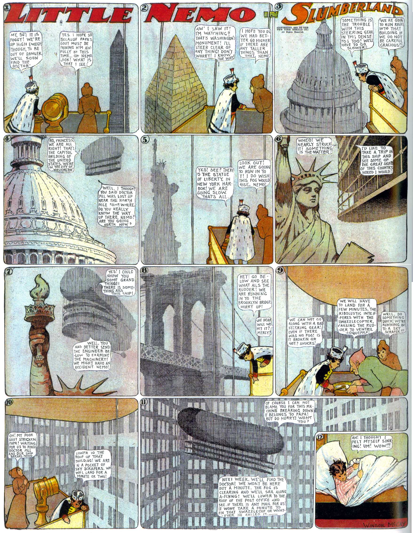 Little Nemo in Slumberland (1905–1914), page 227. Little Nemo in Slumberland by Winsor McCay. Public domain in the United States. https://archive.org/details/LittleNemo1905-14FromWinsorMccayAsCbz