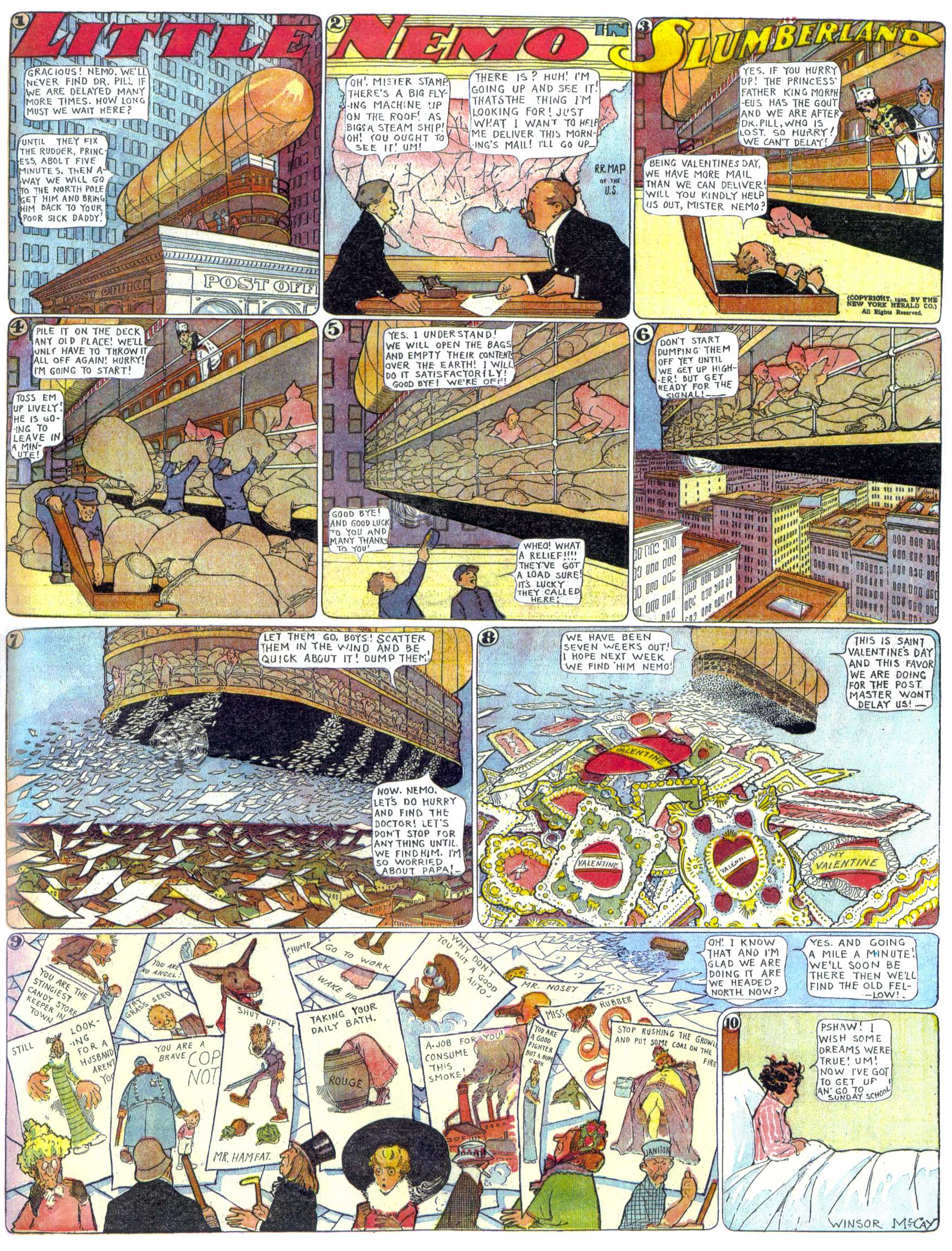 Little Nemo in Slumberland (1905–1914), page 228. Little Nemo in Slumberland by Winsor McCay. Public domain in the United States. https://archive.org/details/LittleNemo1905-14FromWinsorMccayAsCbz