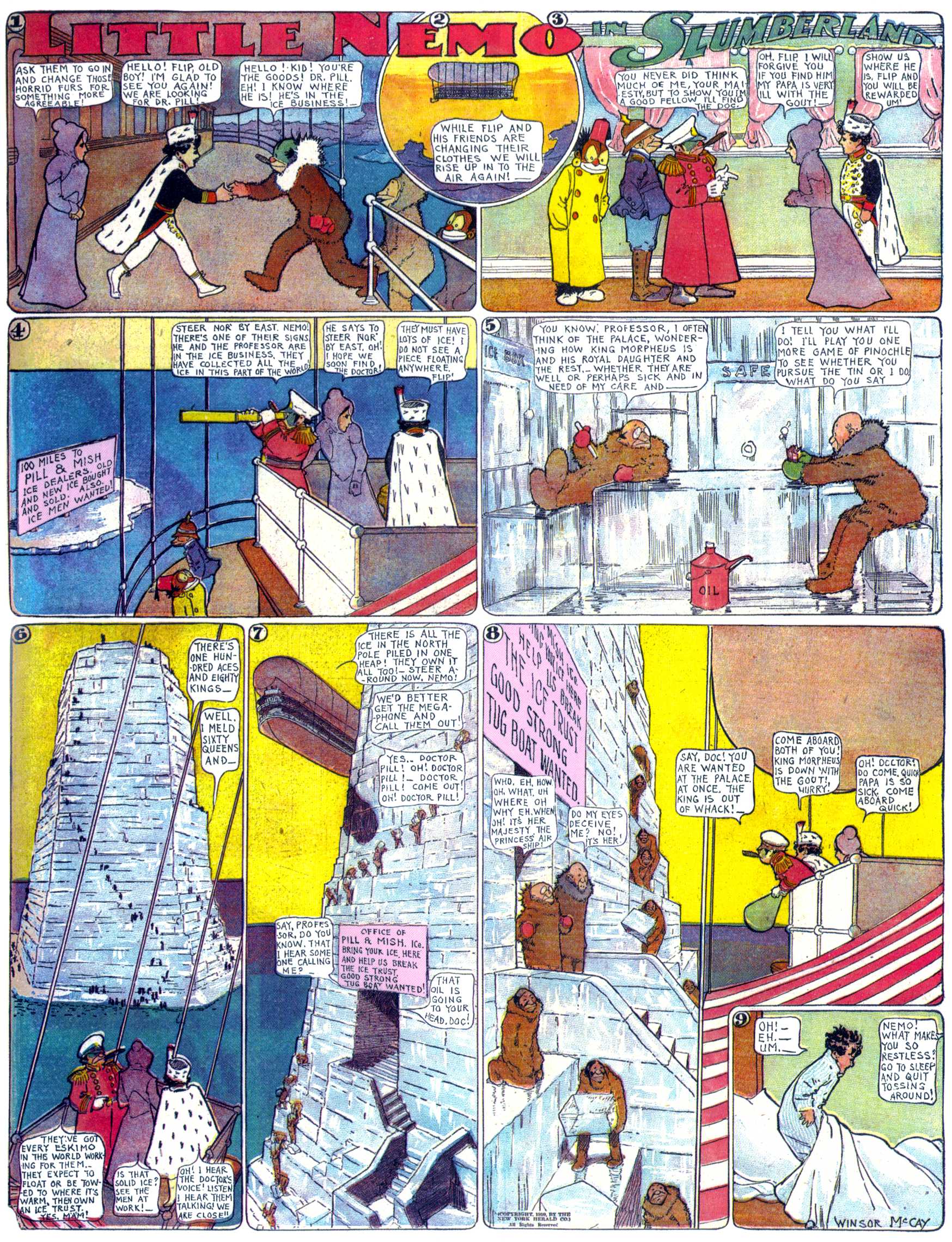Little Nemo in Slumberland (1905–1914), page 230. Little Nemo in Slumberland by Winsor McCay. Public domain in the United States. https://archive.org/details/LittleNemo1905-14FromWinsorMccayAsCbz